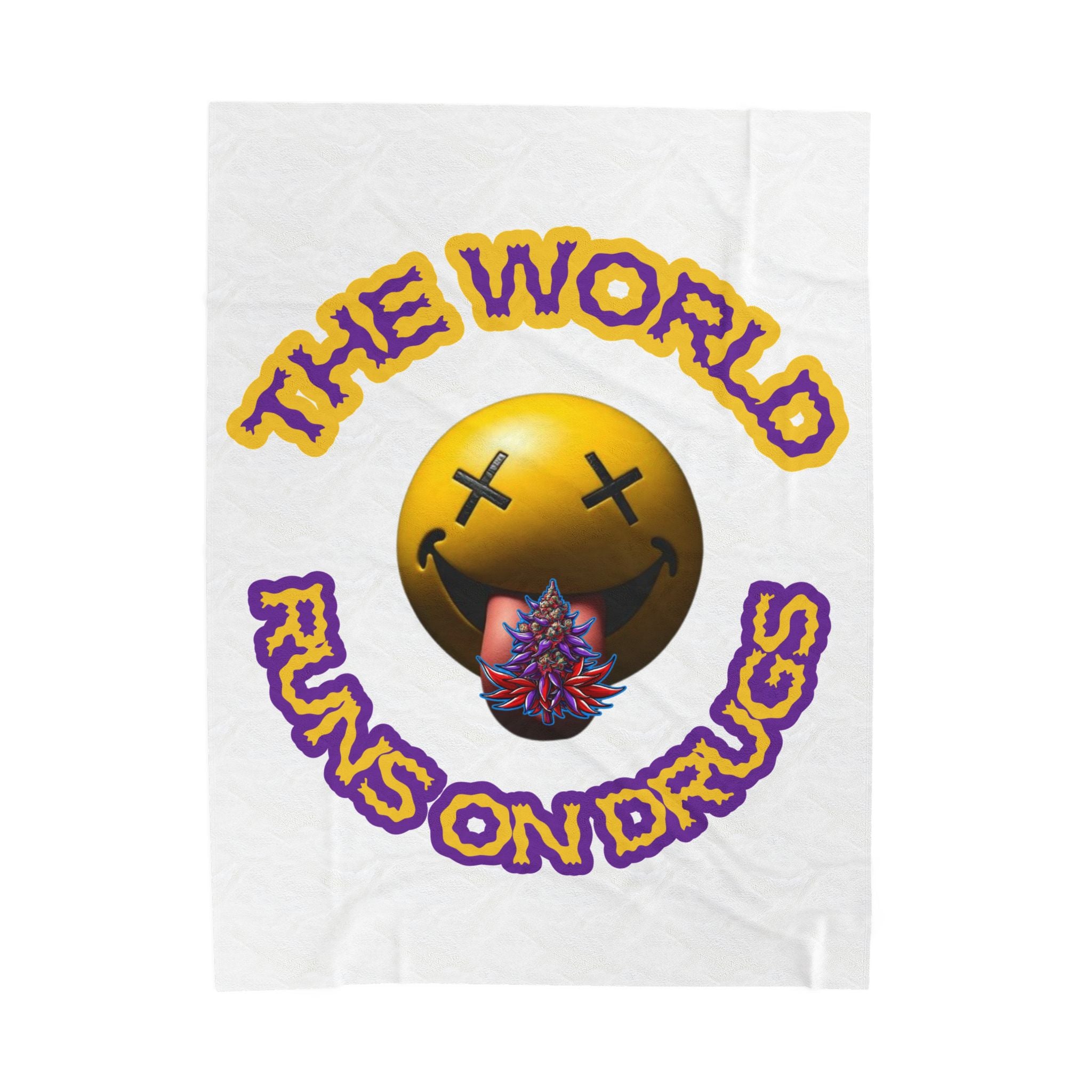 Velveteen Plush Blanket — "The World Runs on Drugs"