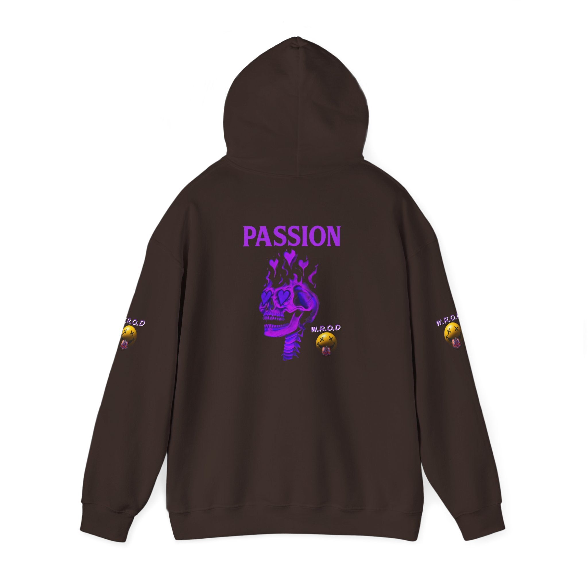 Skull Passion Hoodie — Purple Neon Crown & Heart Graphic Sweatshirt