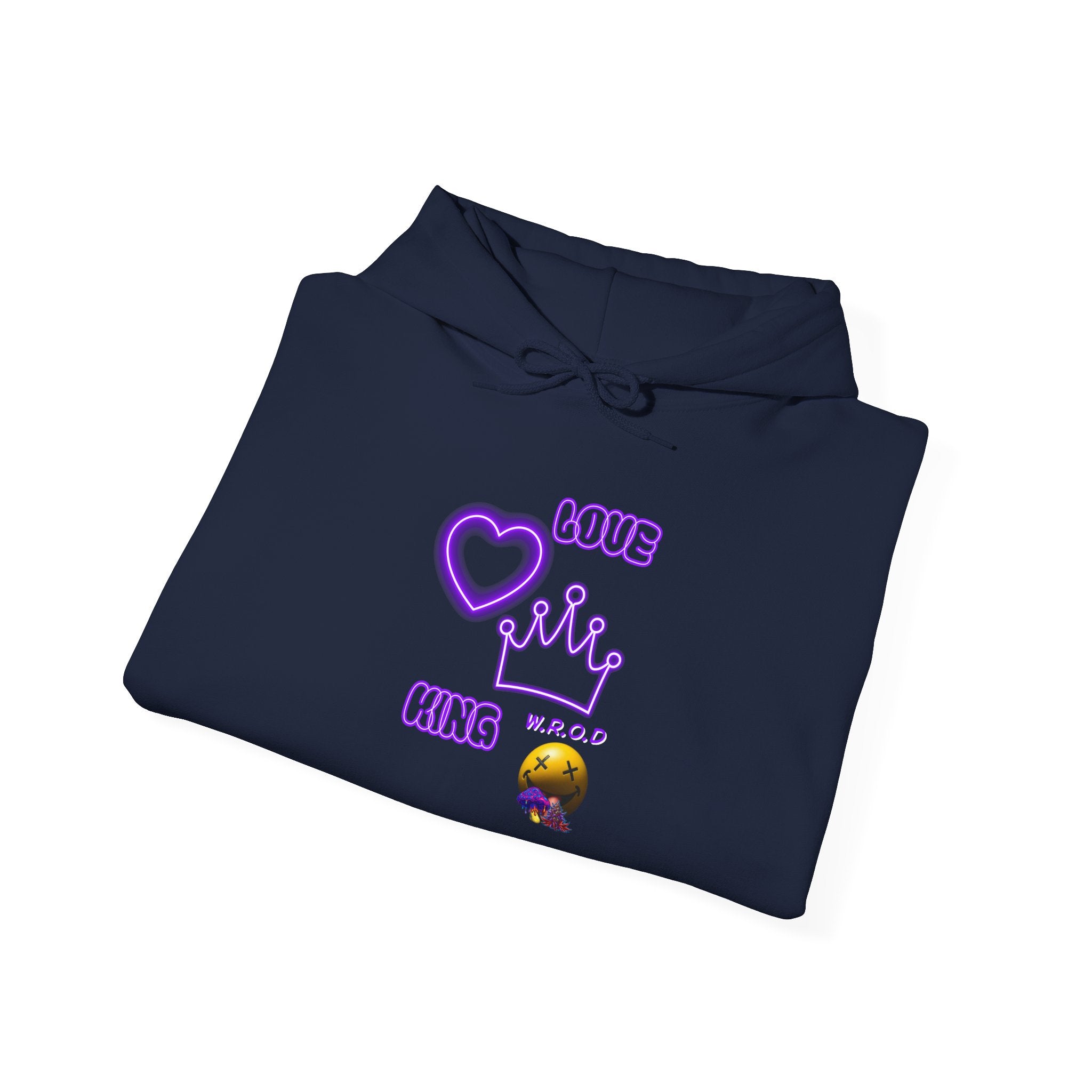 Skull Passion Hoodie — Purple Neon Crown & Heart Graphic Sweatshirt