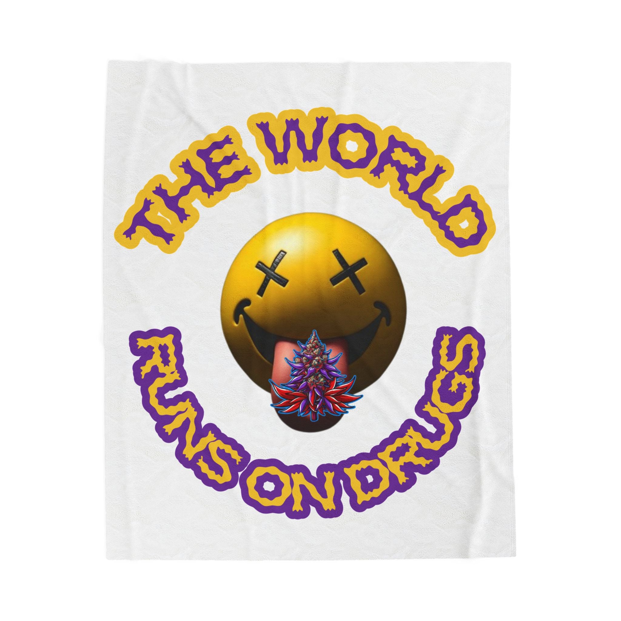 Velveteen Plush Blanket — "The World Runs on Drugs"