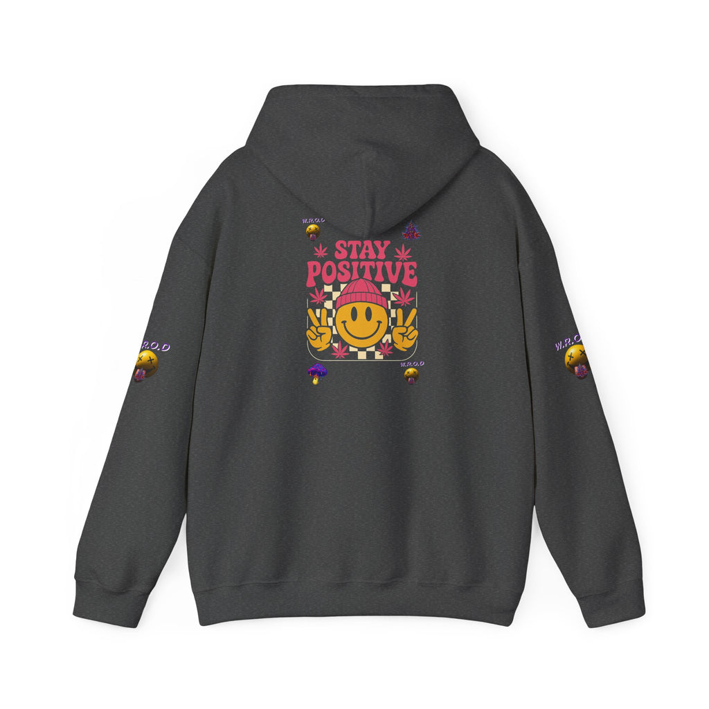 Stay Positive Hoodie — Smiley Sunflower Graphic Sweatshirt