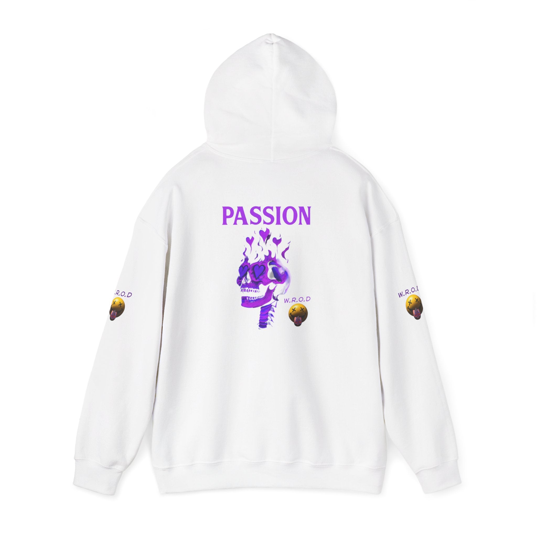 Skull Passion Hoodie — Purple Neon Crown & Heart Graphic Sweatshirt