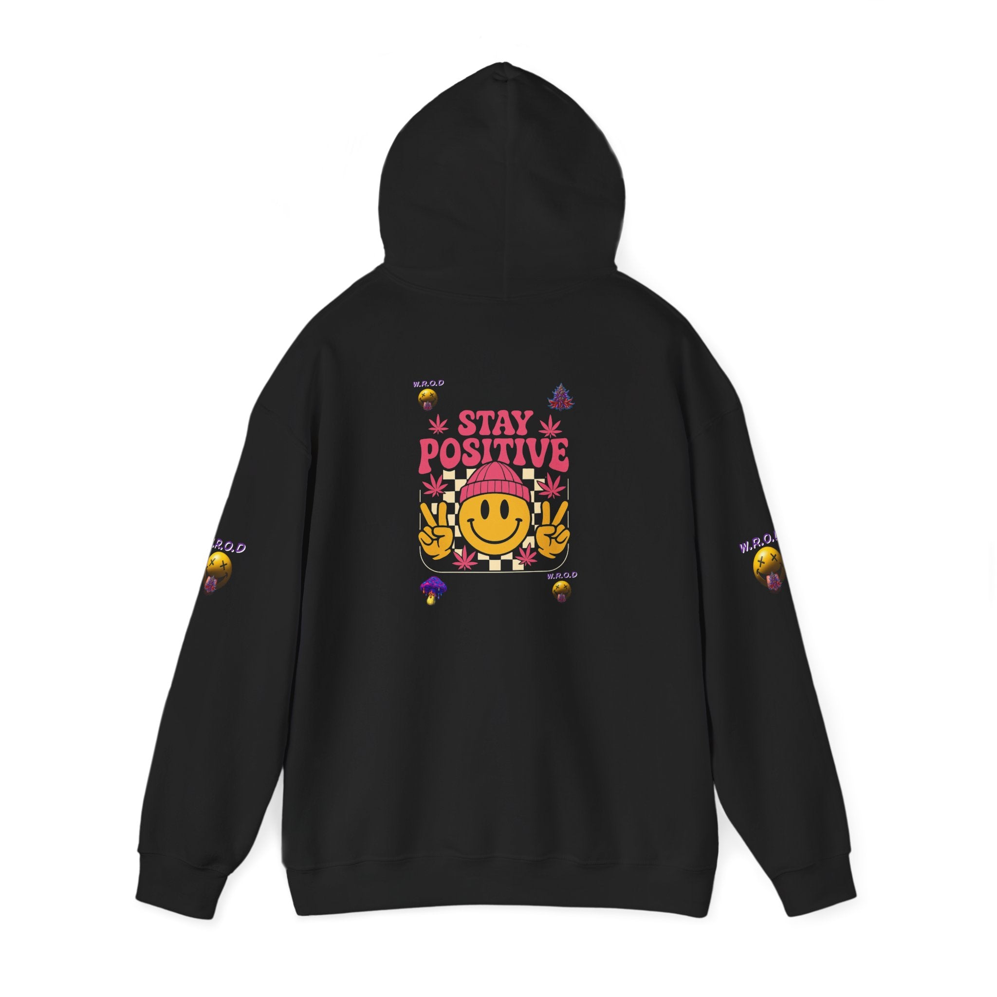 Stay Positive Hoodie — Smiley Sunflower Graphic Sweatshirt