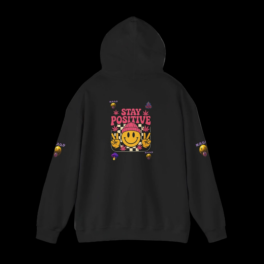 Stay Positive Hoodie — Smiley Sunflower Graphic Sweatshirt