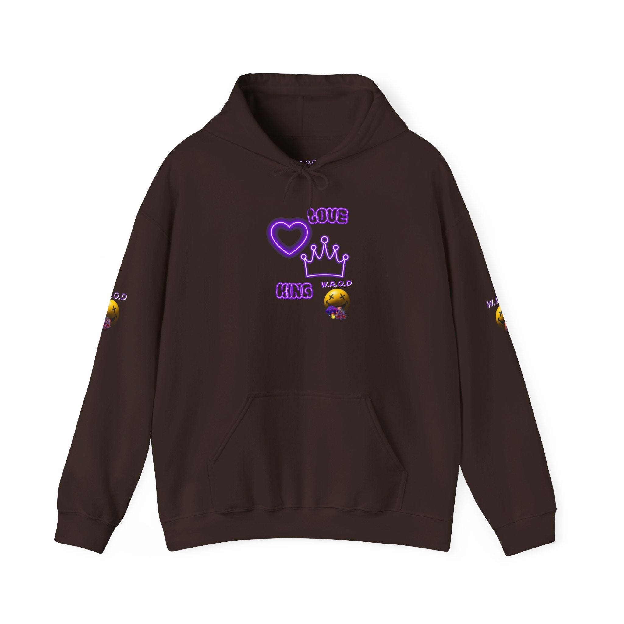 Skull Passion Hoodie — Purple Neon Crown & Heart Graphic Sweatshirt