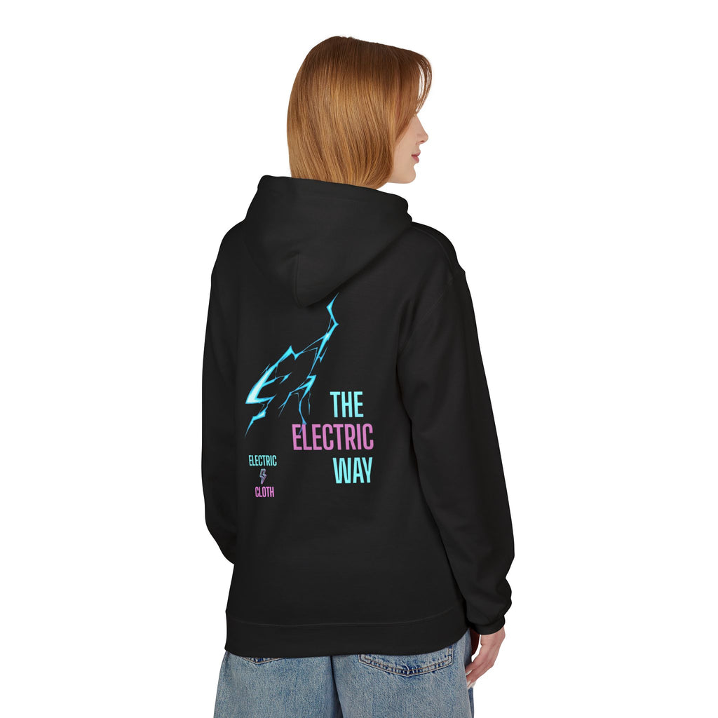 Electric Way Hoodie — Retro Neon Lightning Graphic Hoodie