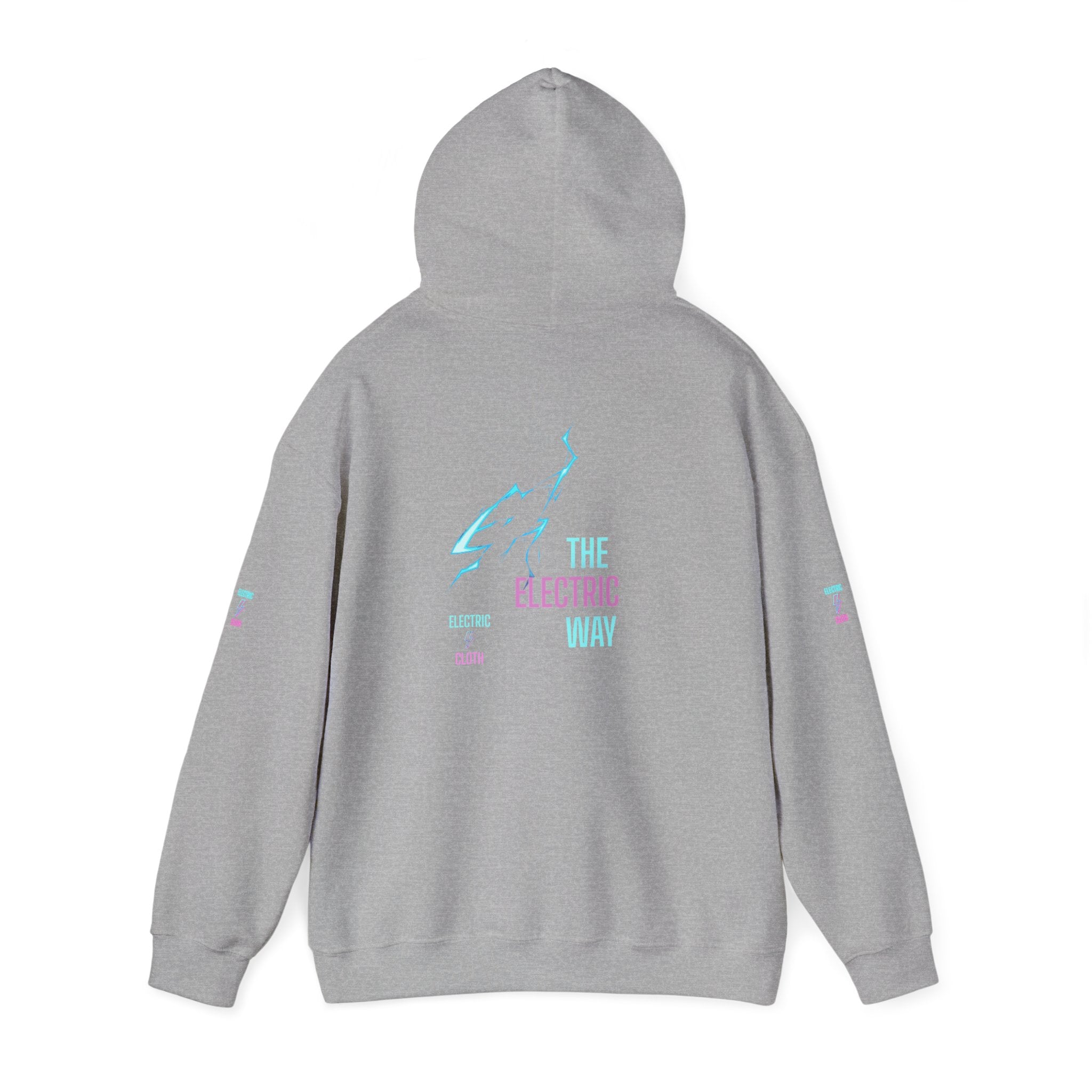 Hoodie — "The Electric Way" Neon Lightning Graphic Pullover