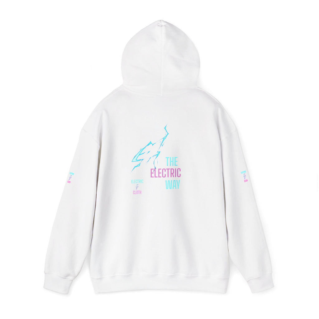 Hoodie — "The Electric Way" Neon Lightning Graphic Pullover