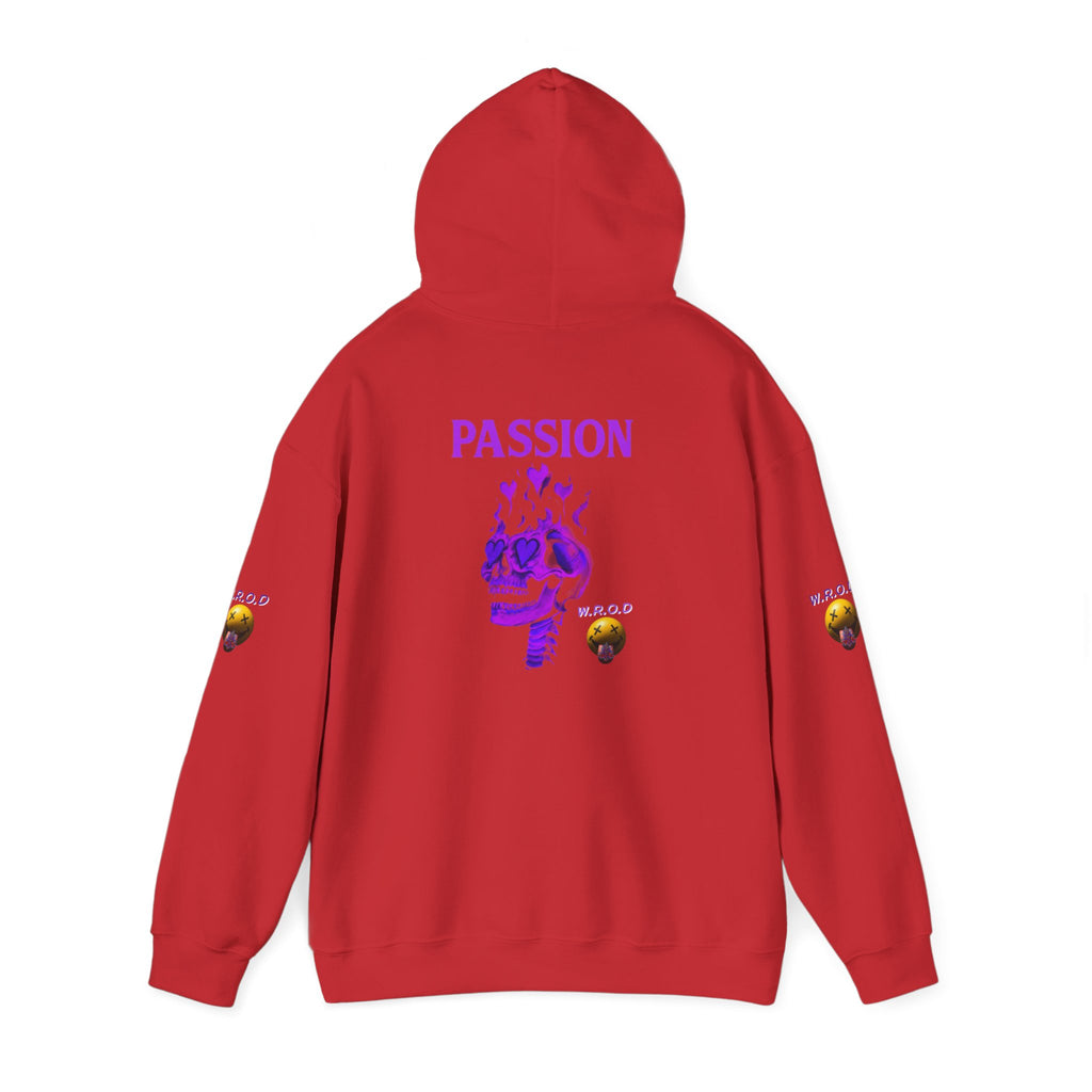 Skull Passion Hoodie — Purple Neon Crown & Heart Graphic Sweatshirt