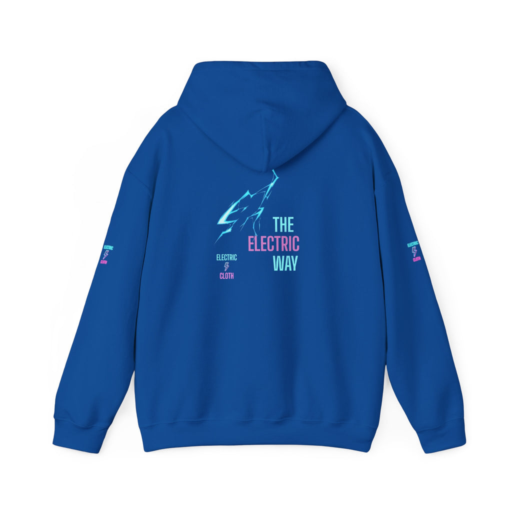 Hoodie — "The Electric Way" Neon Lightning Graphic Pullover