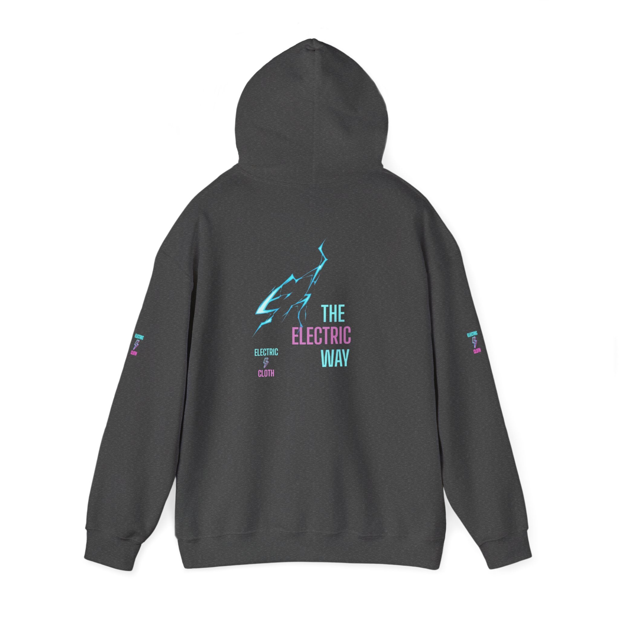 Hoodie — "The Electric Way" Neon Lightning Graphic Pullover