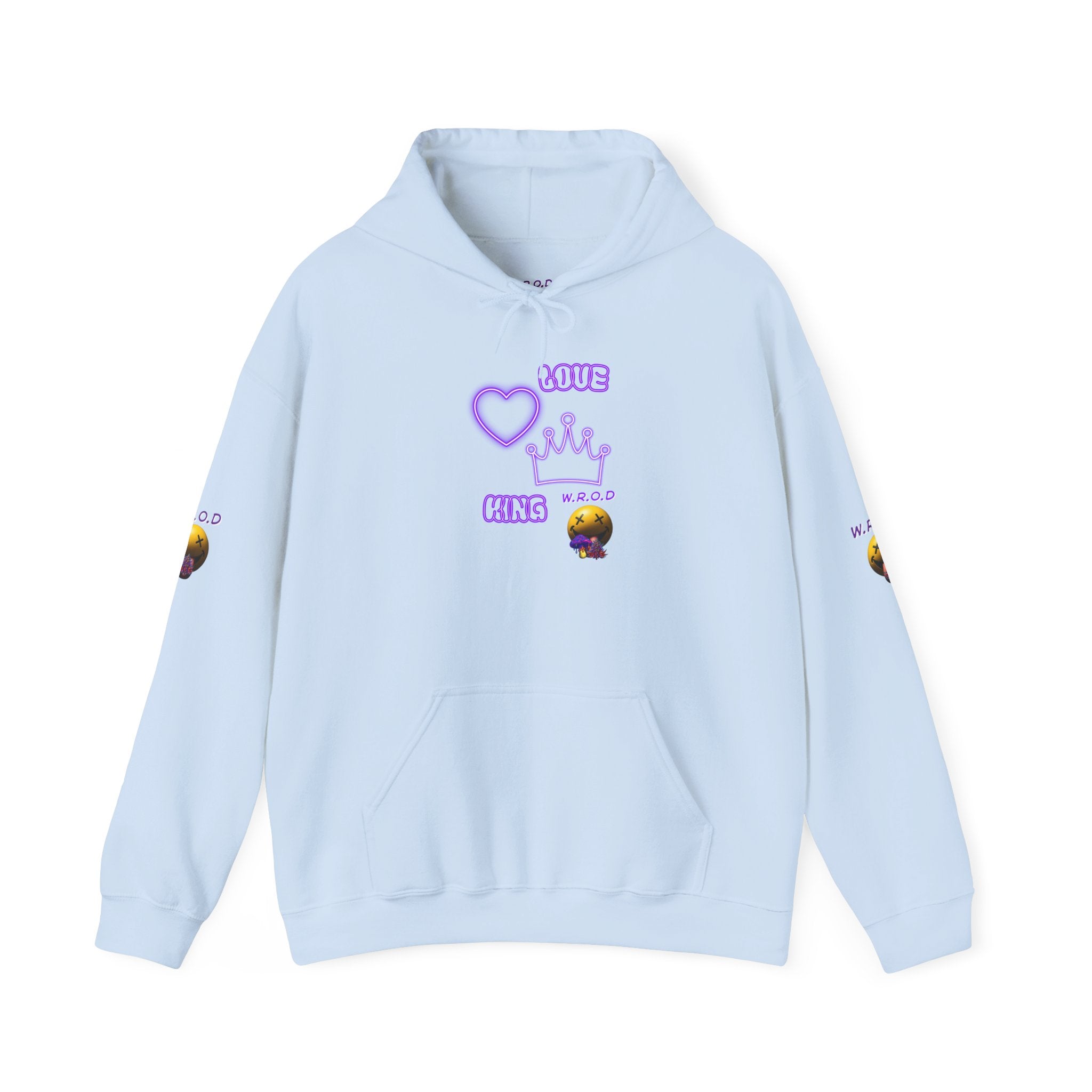 Skull Passion Hoodie — Purple Neon Crown & Heart Graphic Sweatshirt