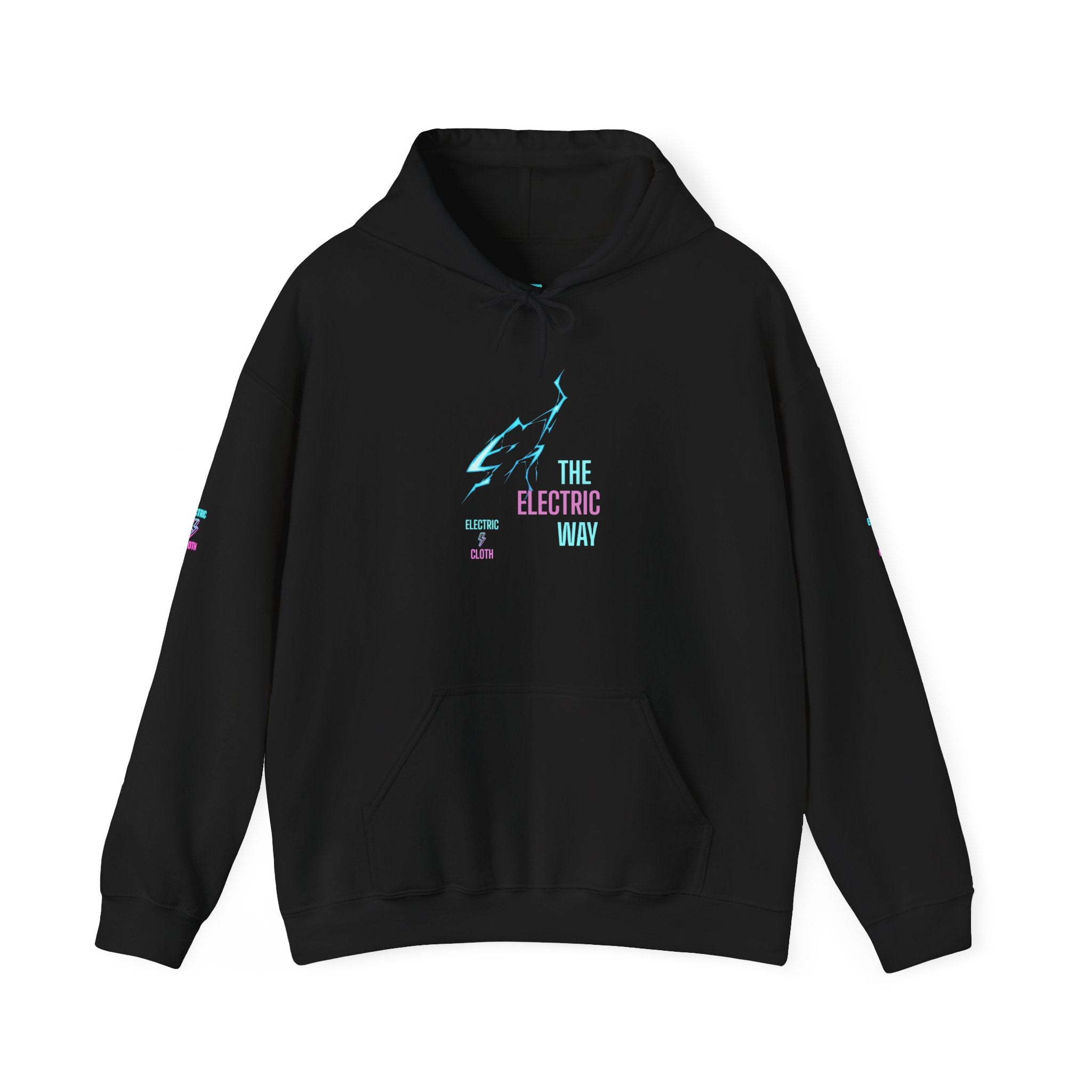 Hoodie — "The Electric Way" Neon Lightning Graphic Pullover