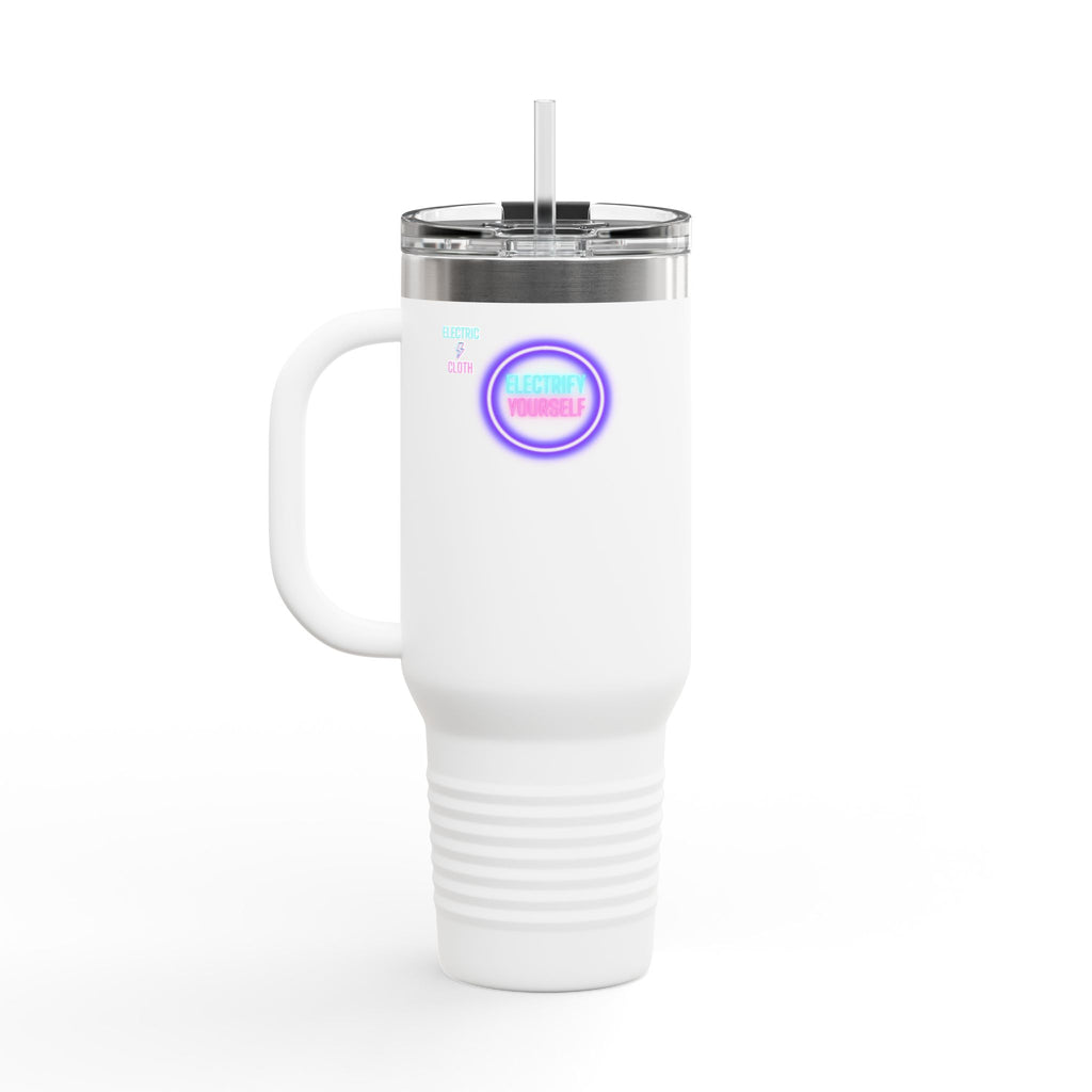 Electrify Yourself 40oz Insulated Travel Mug - Neon Electric Aesthetic