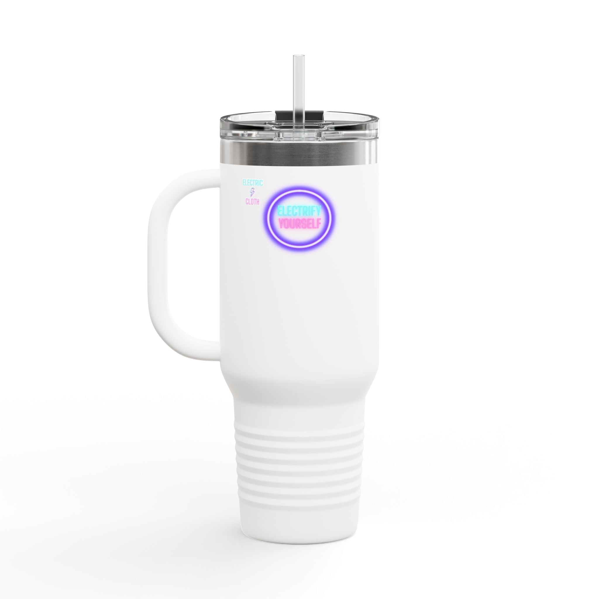 Electrify Yourself 40oz Insulated Travel Mug - Neon Electric Aesthetic