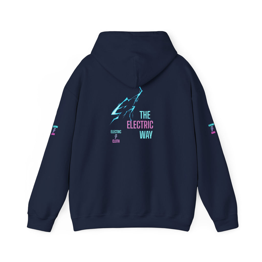 Hoodie — "The Electric Way" Neon Lightning Graphic Pullover