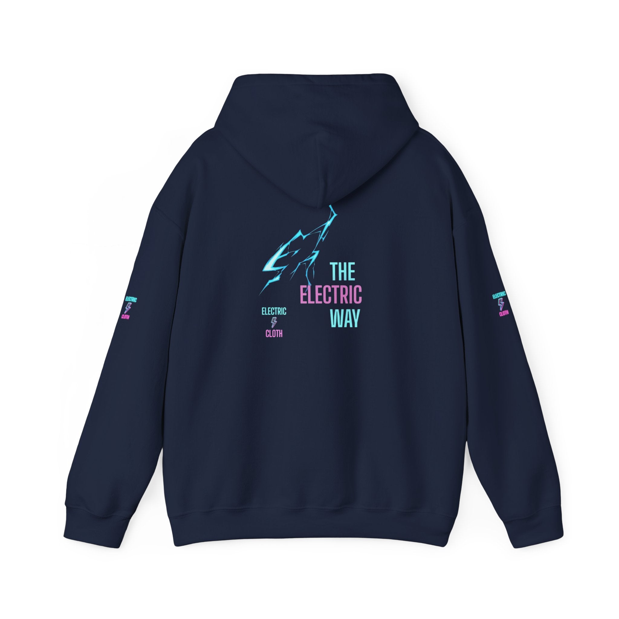 Hoodie — "The Electric Way" Neon Lightning Graphic Pullover