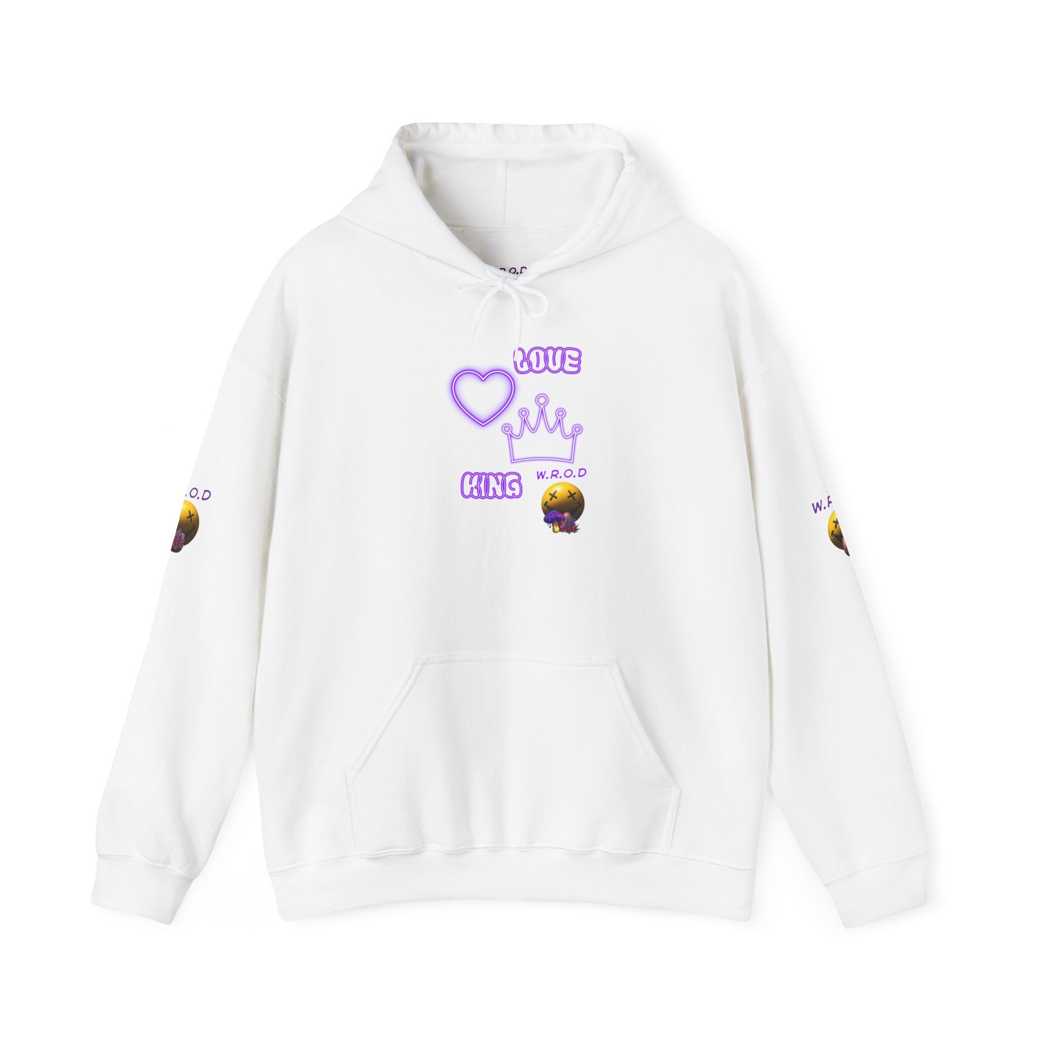 Skull Passion Hoodie — Purple Neon Crown & Heart Graphic Sweatshirt