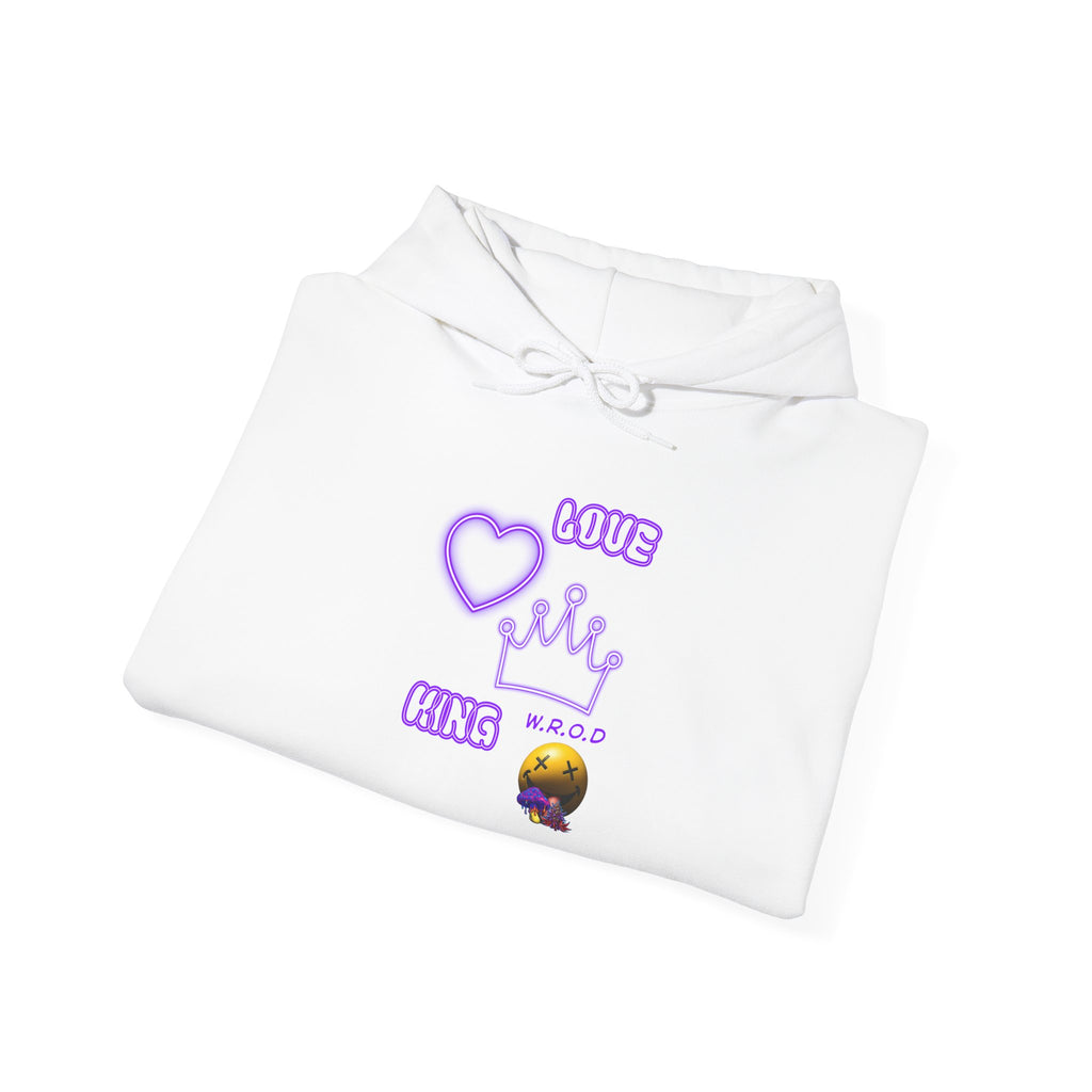 Skull Passion Hoodie — Purple Neon Crown & Heart Graphic Sweatshirt