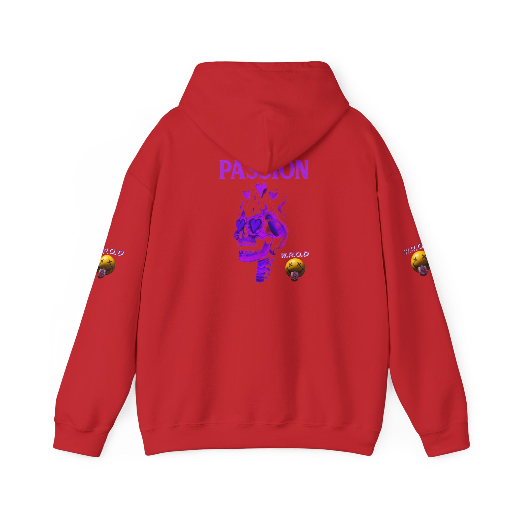 Skull Passion Hoodie — Purple Neon Crown & Heart Graphic Sweatshirt
