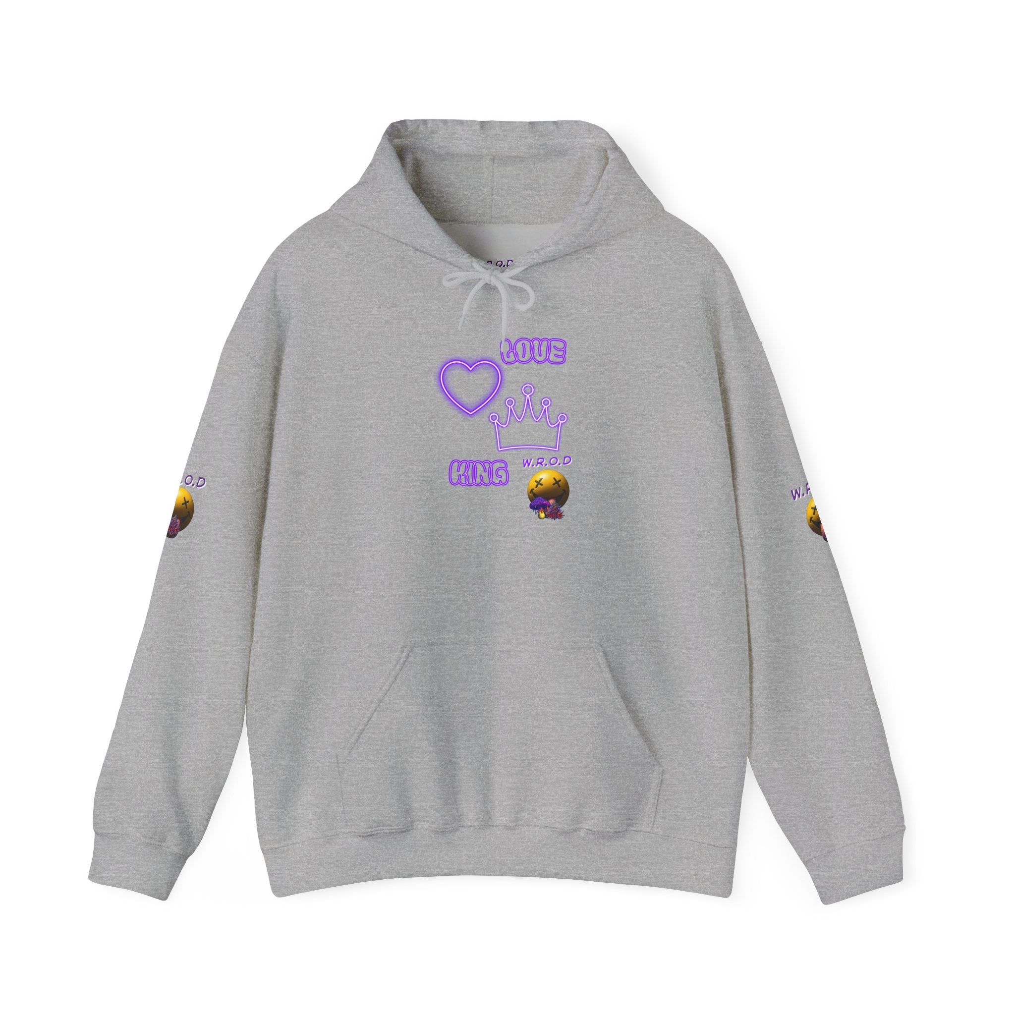 Skull Passion Hoodie — Purple Neon Crown & Heart Graphic Sweatshirt