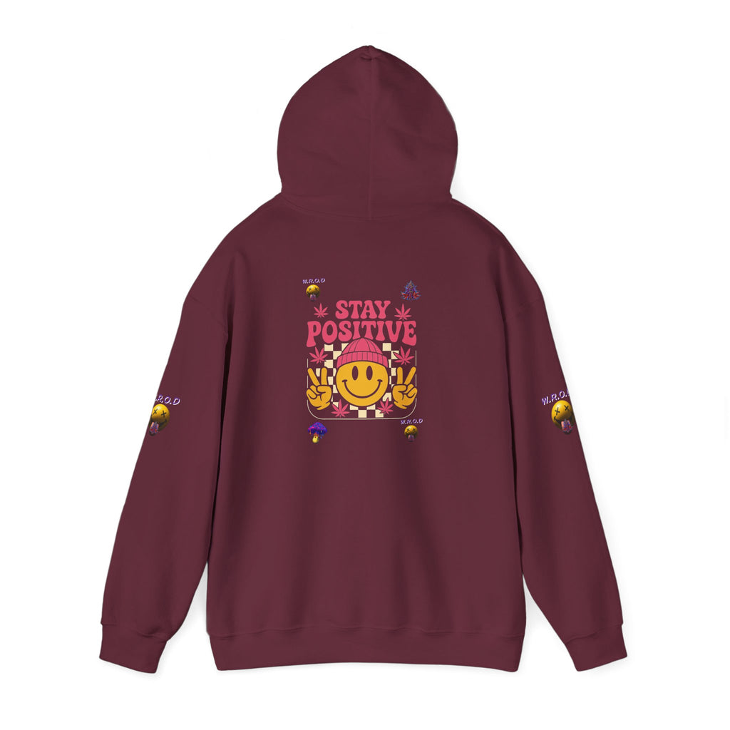 Stay Positive Hoodie — Smiley Sunflower Graphic Sweatshirt