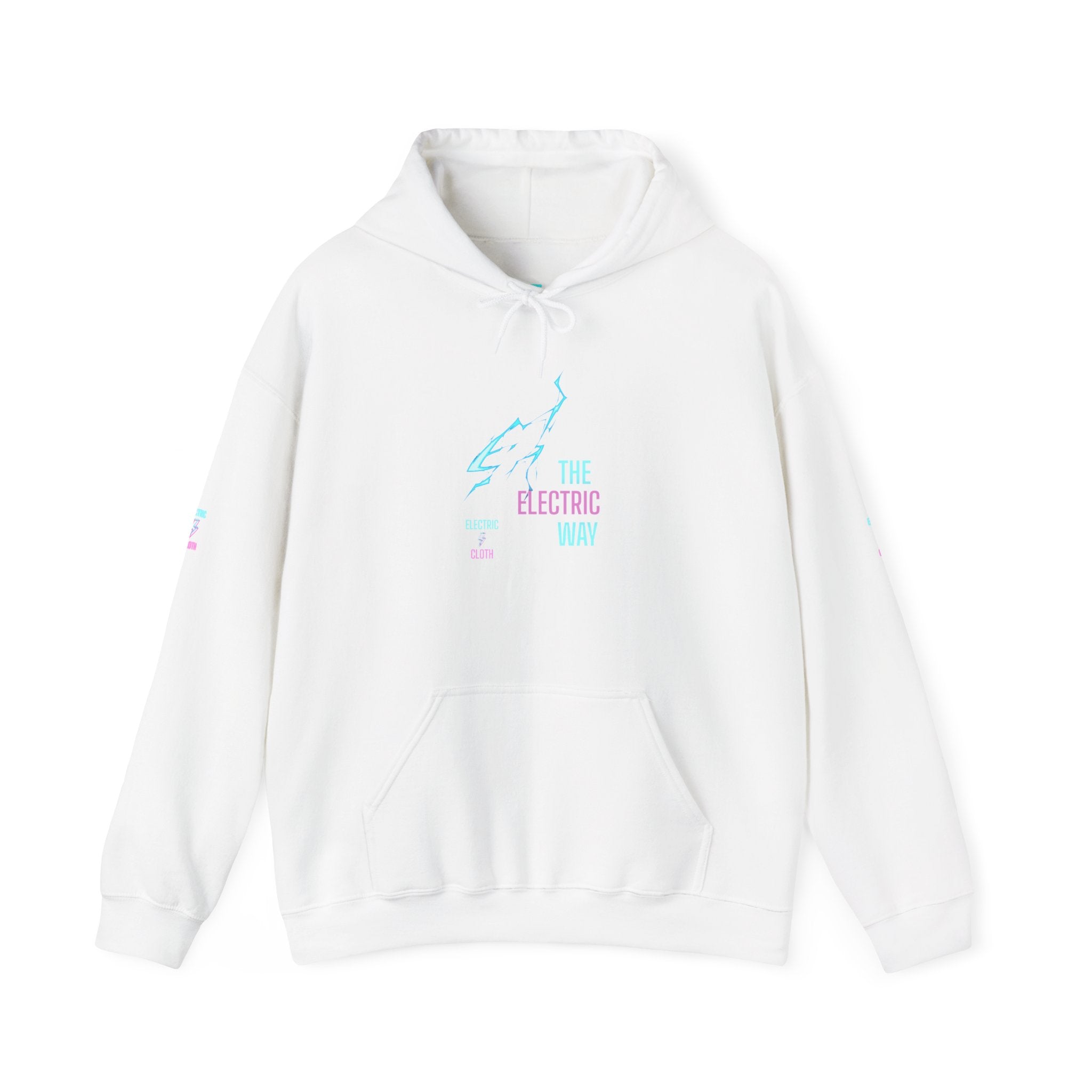 Hoodie — "The Electric Way" Neon Lightning Graphic Pullover
