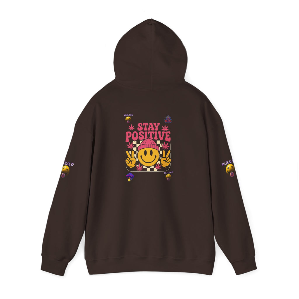 Stay Positive Hoodie — Smiley Sunflower Graphic Sweatshirt
