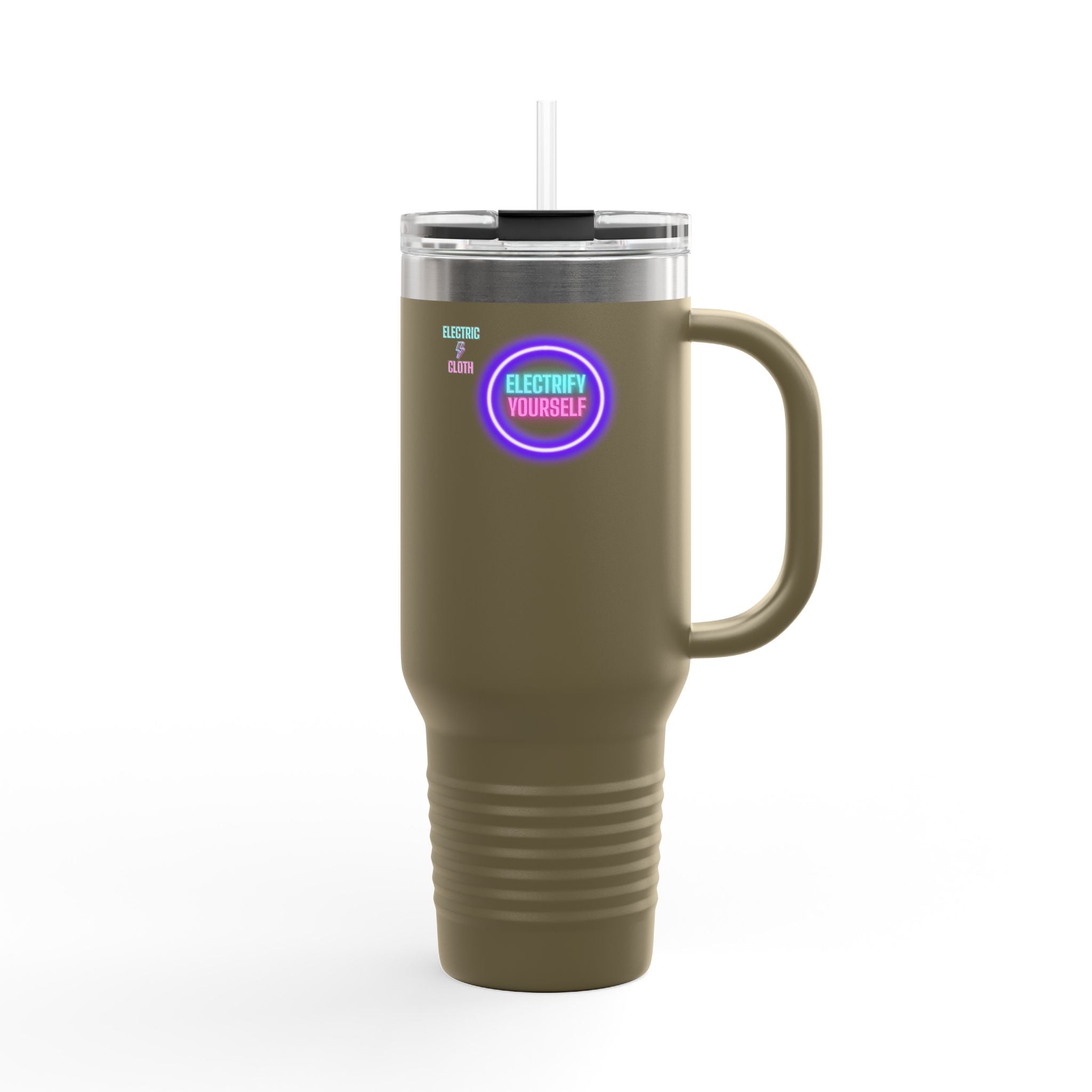 Electrify Yourself 40oz Insulated Travel Mug - Neon Electric Aesthetic