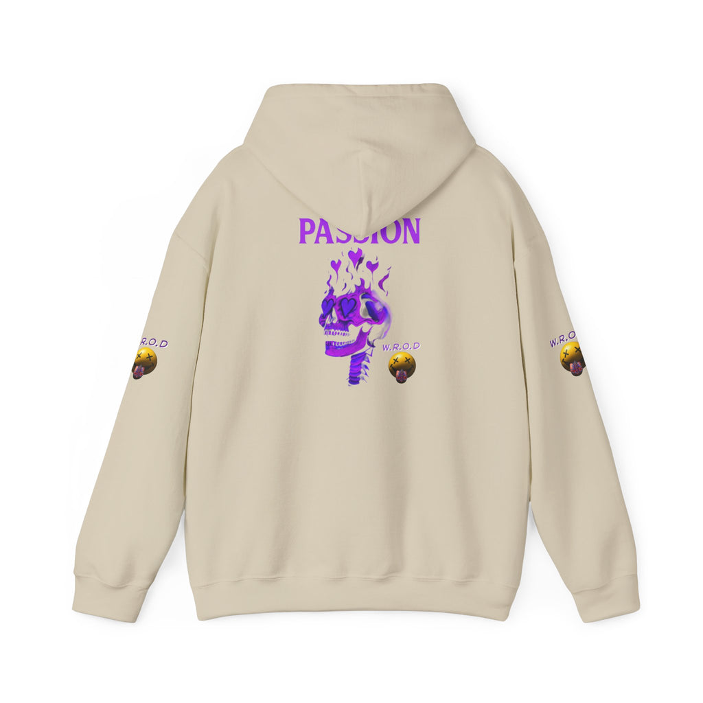 Skull Passion Hoodie — Purple Neon Crown & Heart Graphic Sweatshirt
