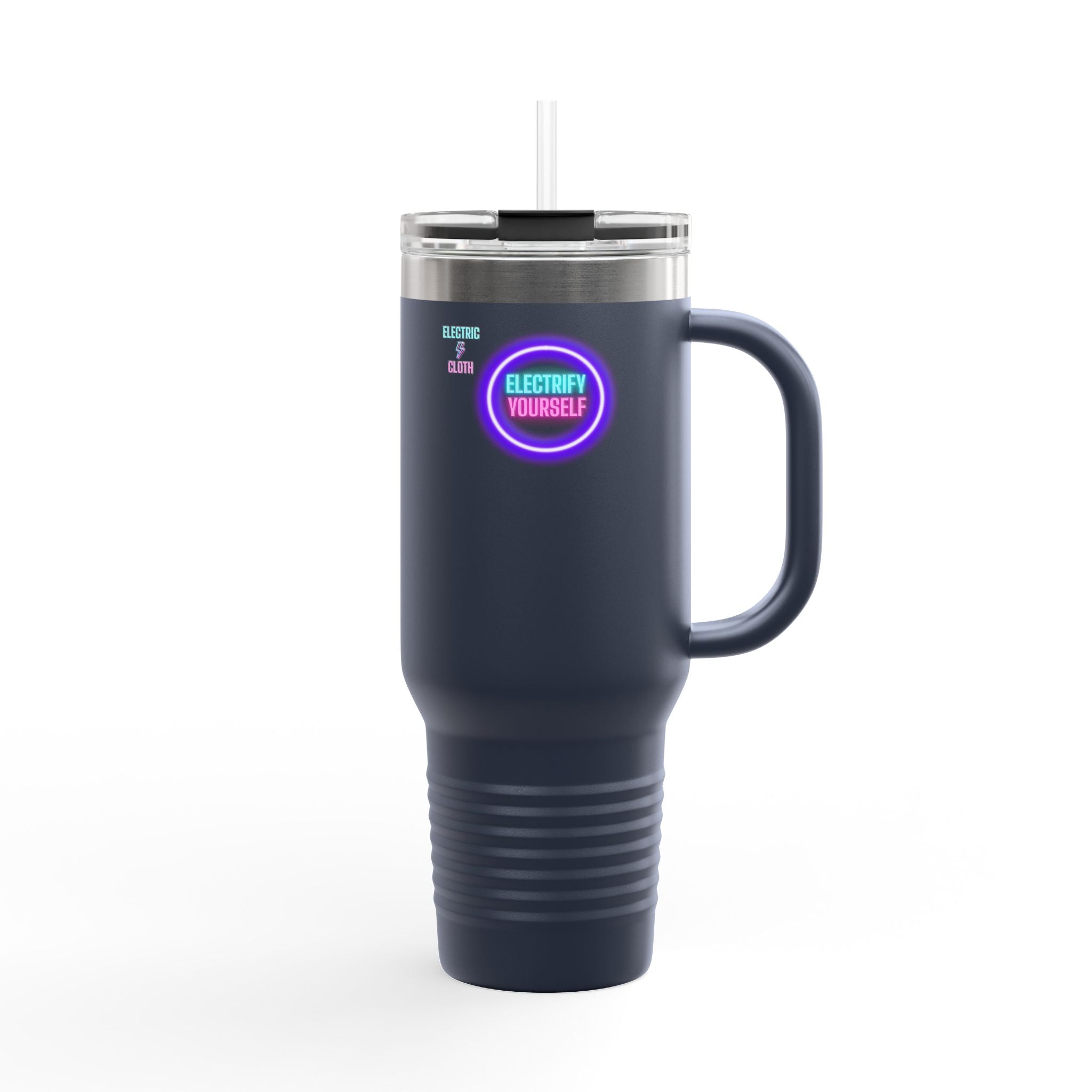 Electrify Yourself 40oz Insulated Travel Mug - Neon Electric Aesthetic