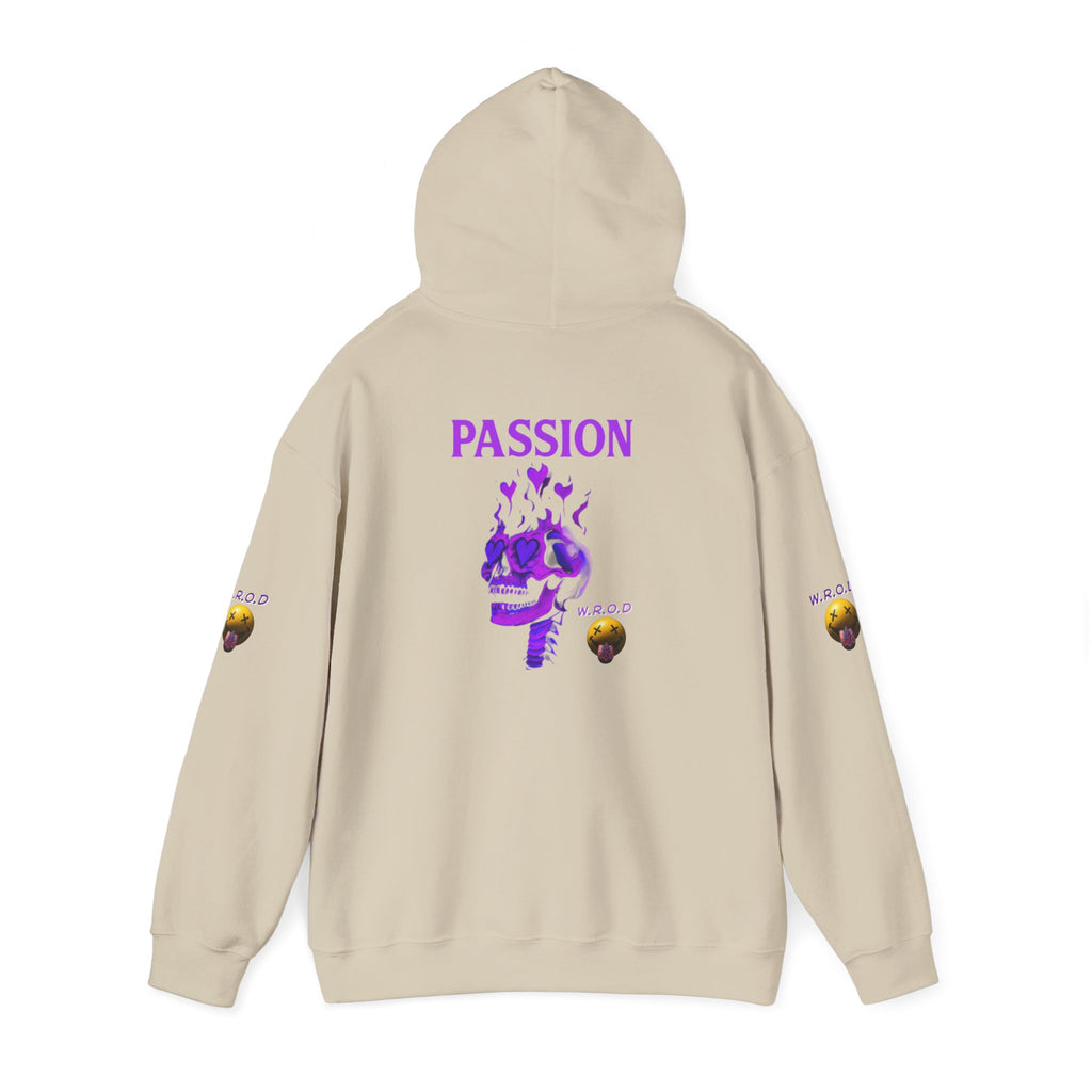 Skull Passion Hoodie — Purple Neon Crown & Heart Graphic Sweatshirt