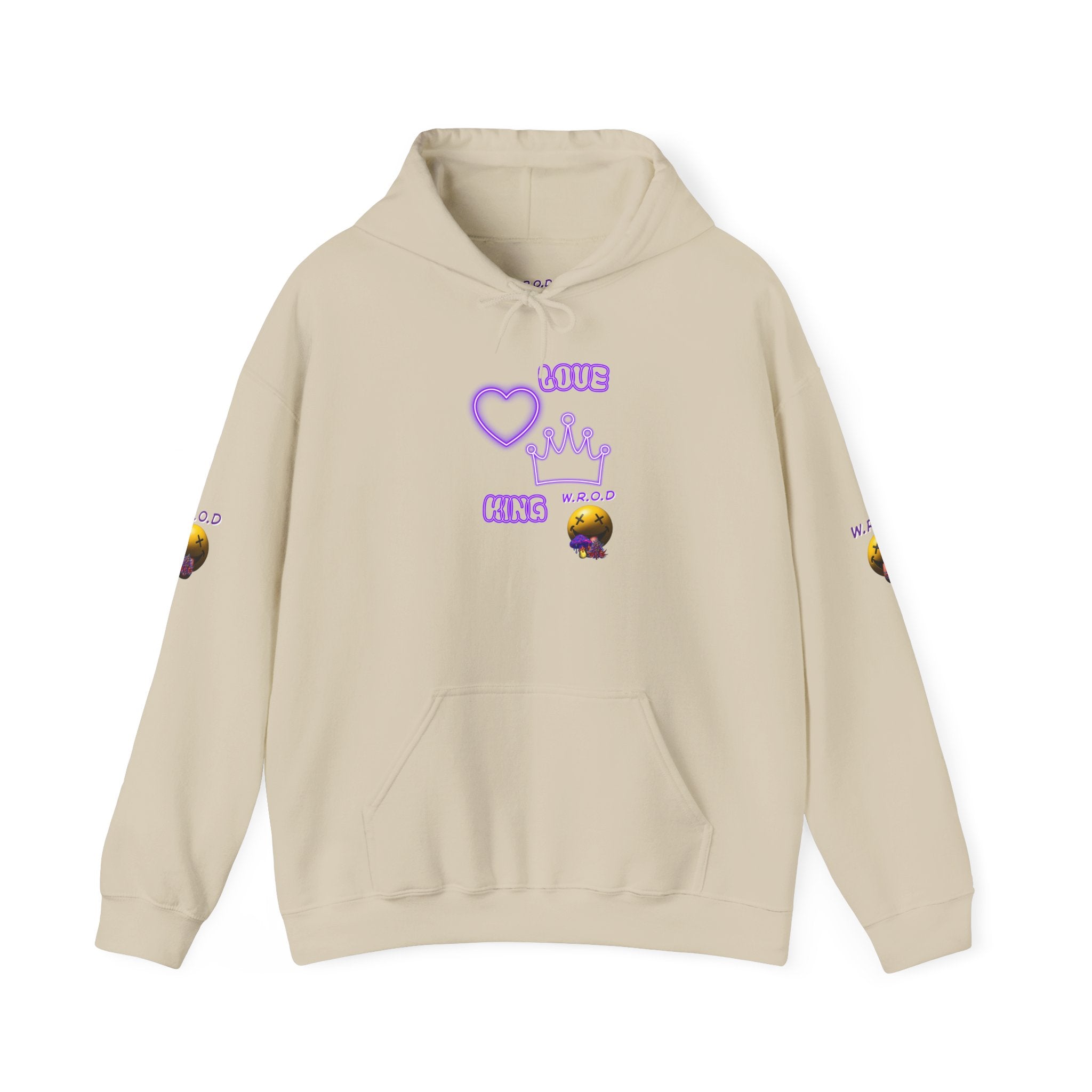 Skull Passion Hoodie — Purple Neon Crown & Heart Graphic Sweatshirt