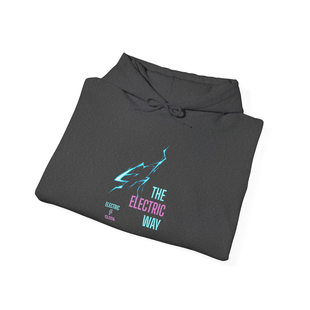 Hoodie — "The Electric Way" Neon Lightning Graphic Pullover