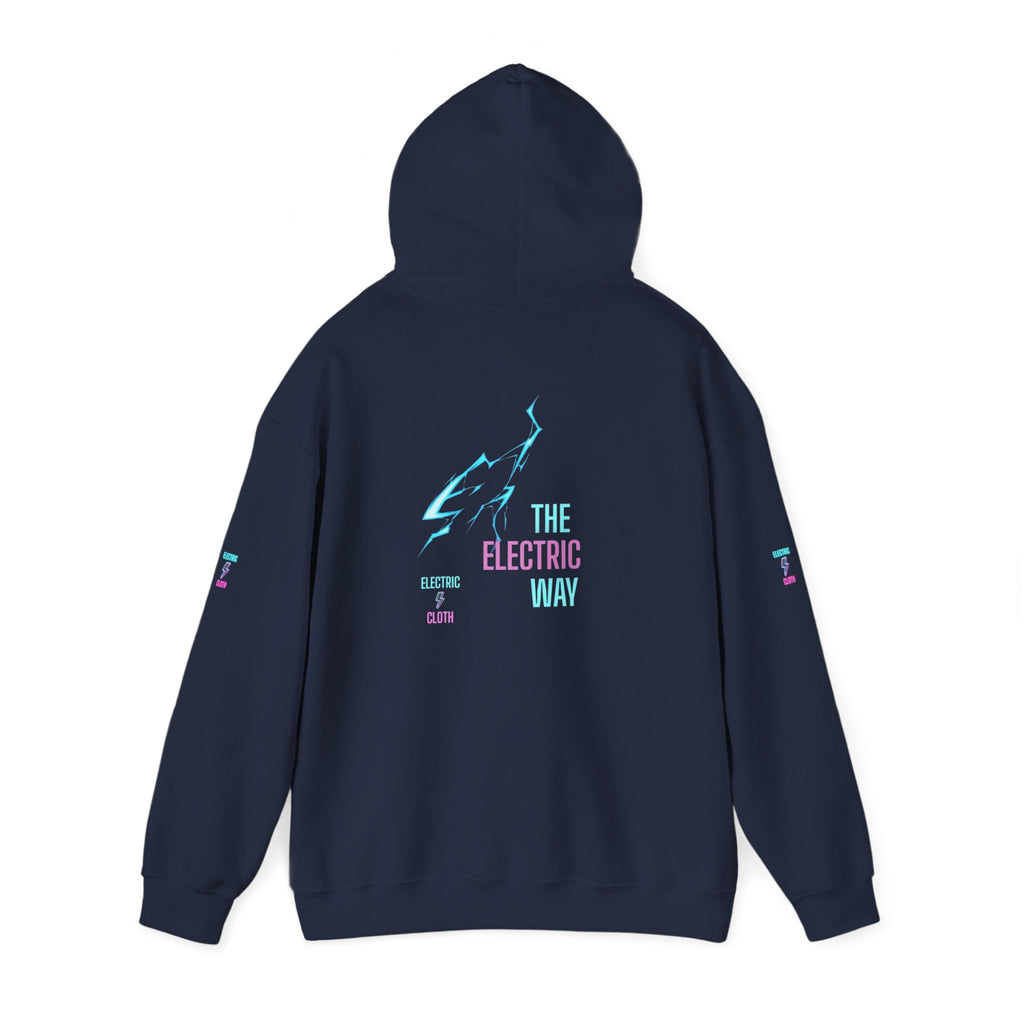 Hoodie — "The Electric Way" Neon Lightning Graphic Pullover