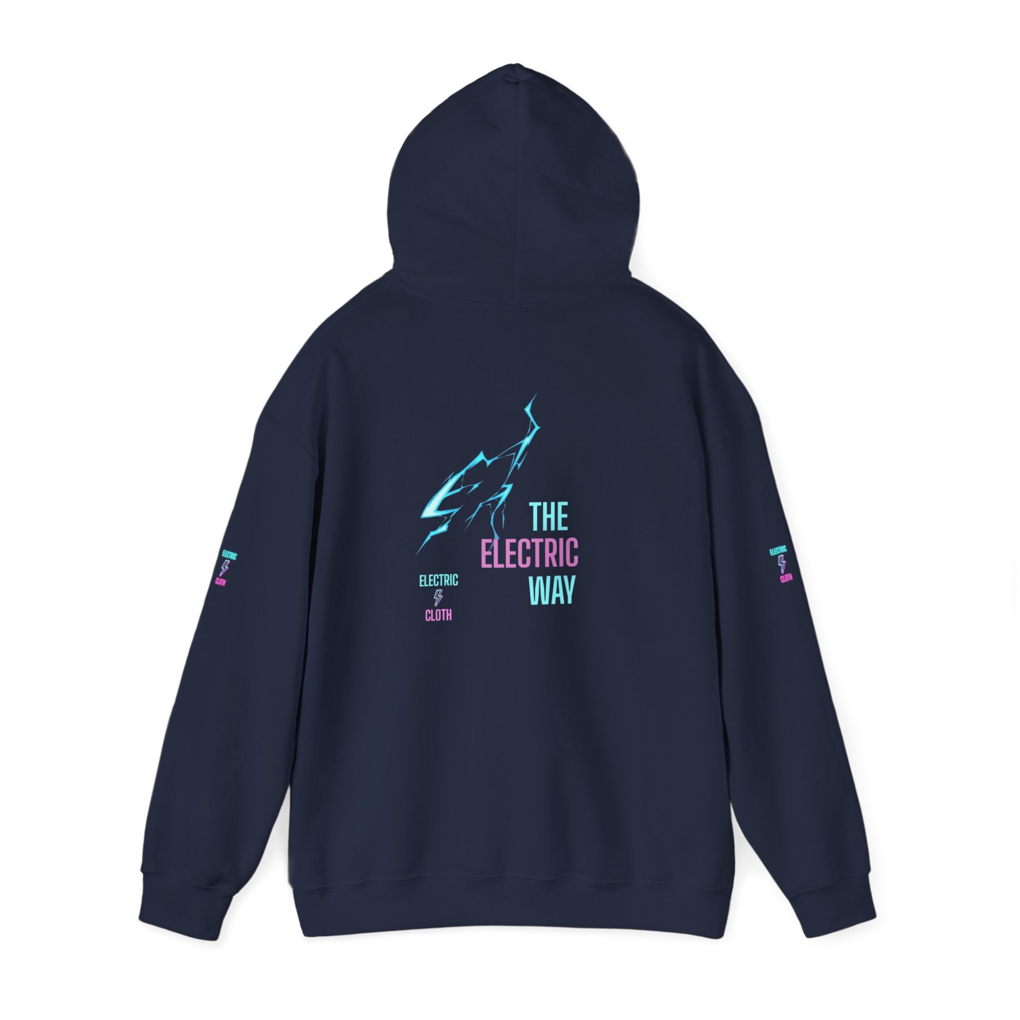 Hoodie — "The Electric Way" Neon Lightning Graphic Pullover