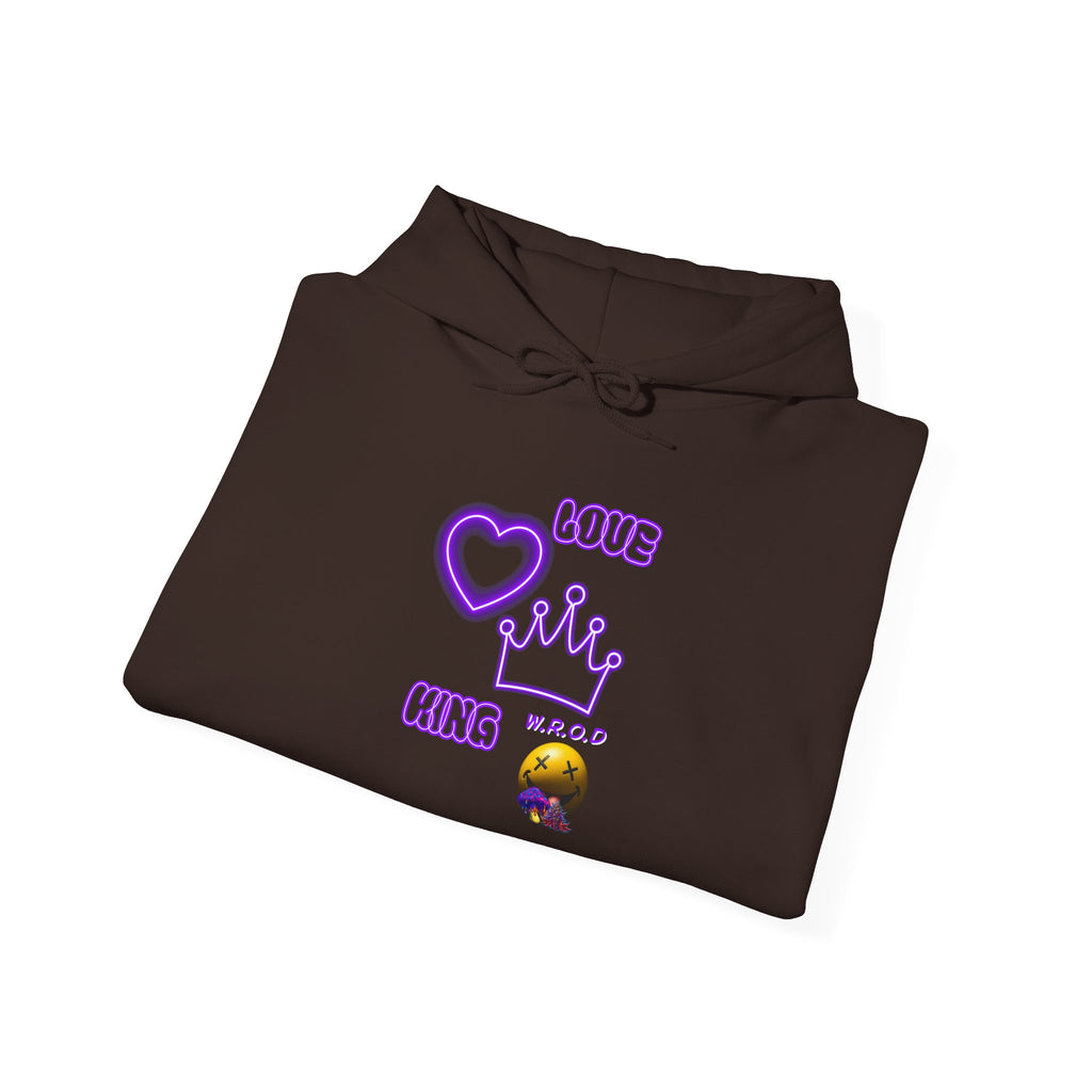 Skull Passion Hoodie — Purple Neon Crown & Heart Graphic Sweatshirt