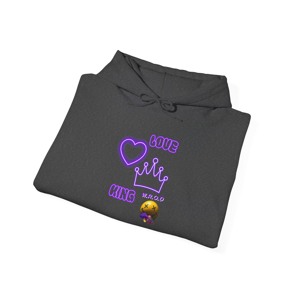 Skull Passion Hoodie — Purple Neon Crown & Heart Graphic Sweatshirt