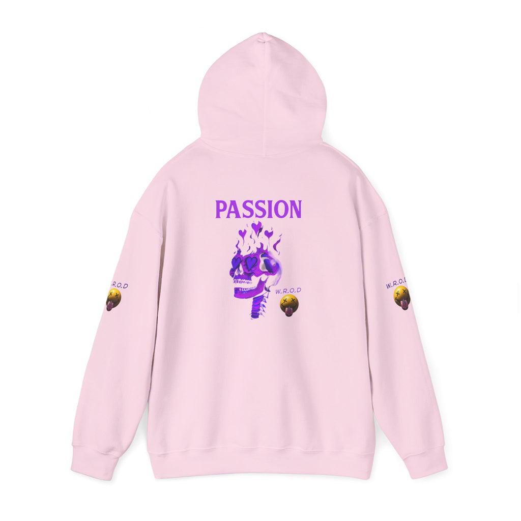 Skull Passion Hoodie — Purple Neon Crown & Heart Graphic Sweatshirt