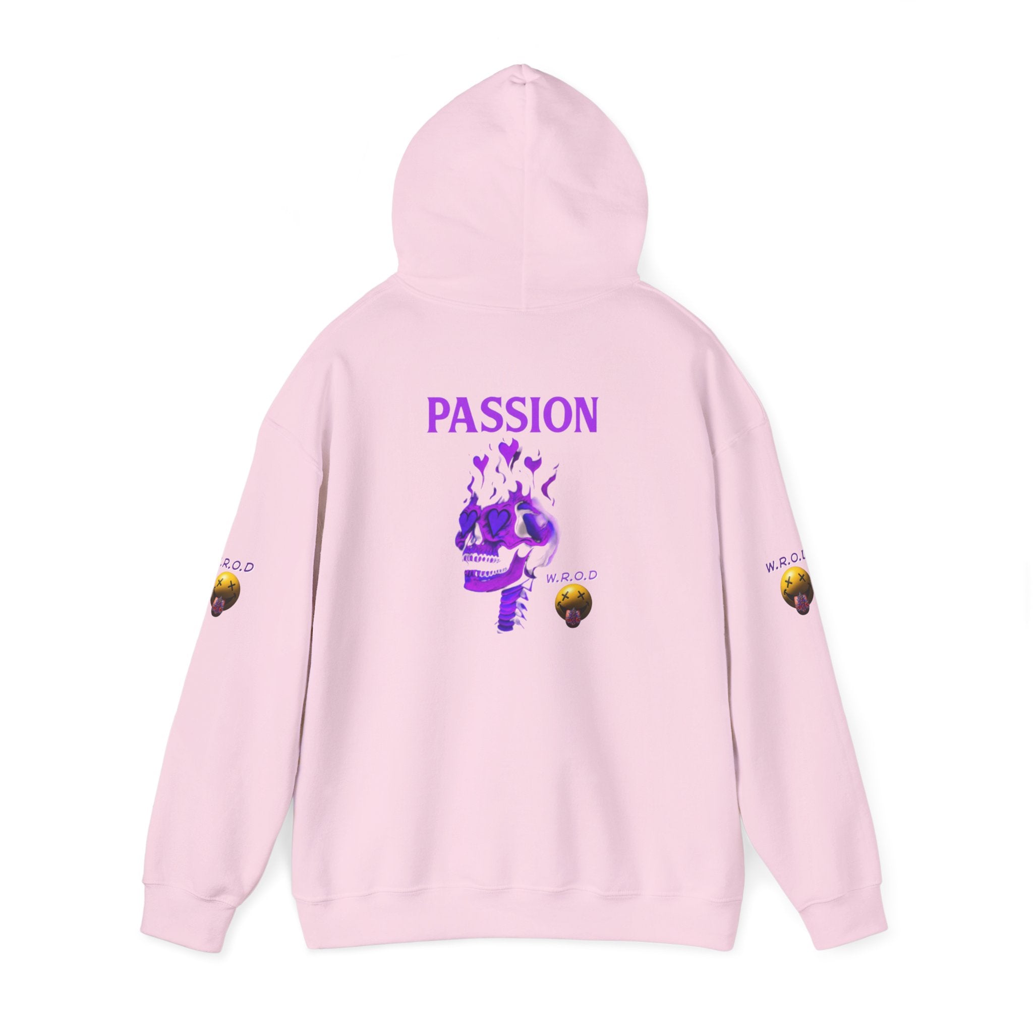 Skull Passion Hoodie — Purple Neon Crown & Heart Graphic Sweatshirt