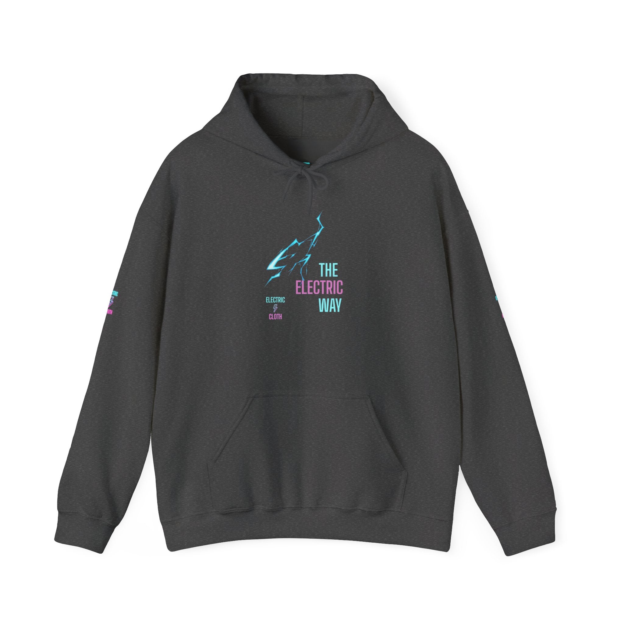 Hoodie — "The Electric Way" Neon Lightning Graphic Pullover