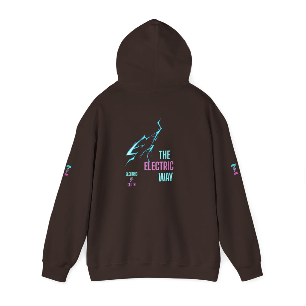 Hoodie — "The Electric Way" Neon Lightning Graphic Pullover