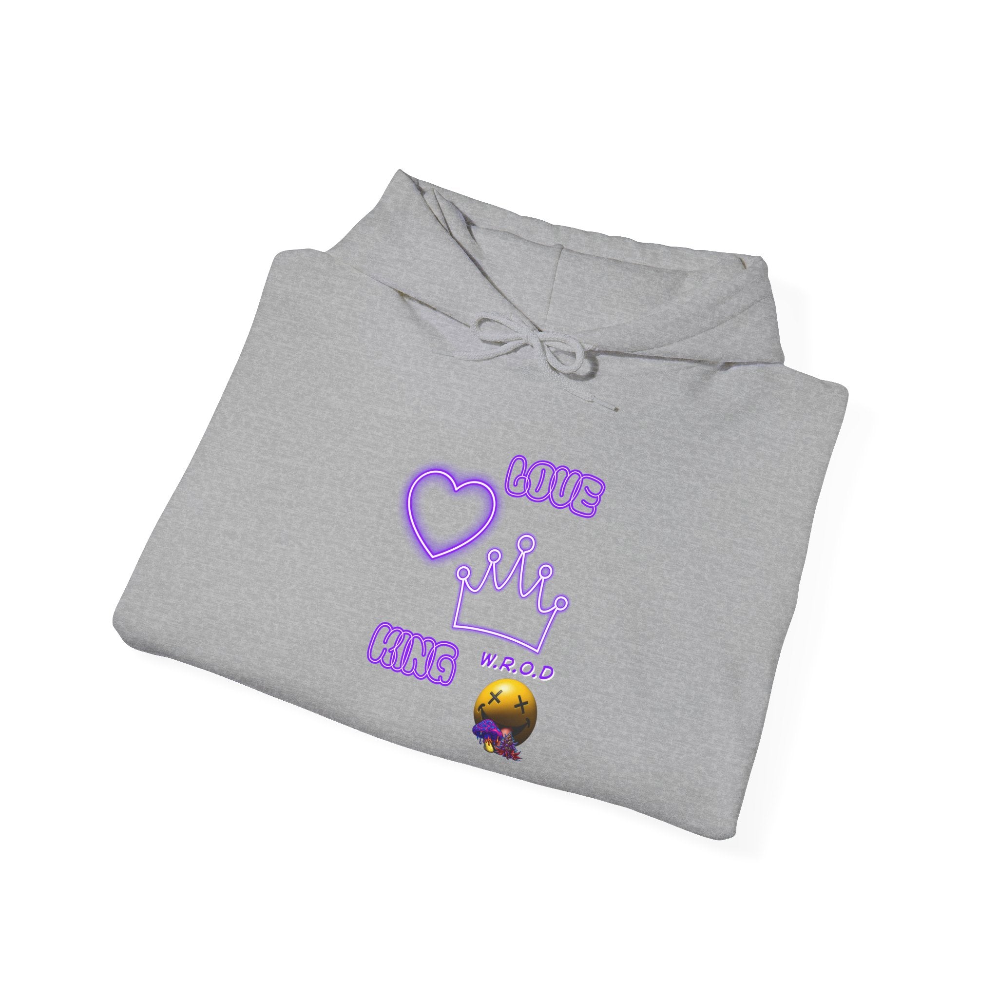 Skull Passion Hoodie — Purple Neon Crown & Heart Graphic Sweatshirt