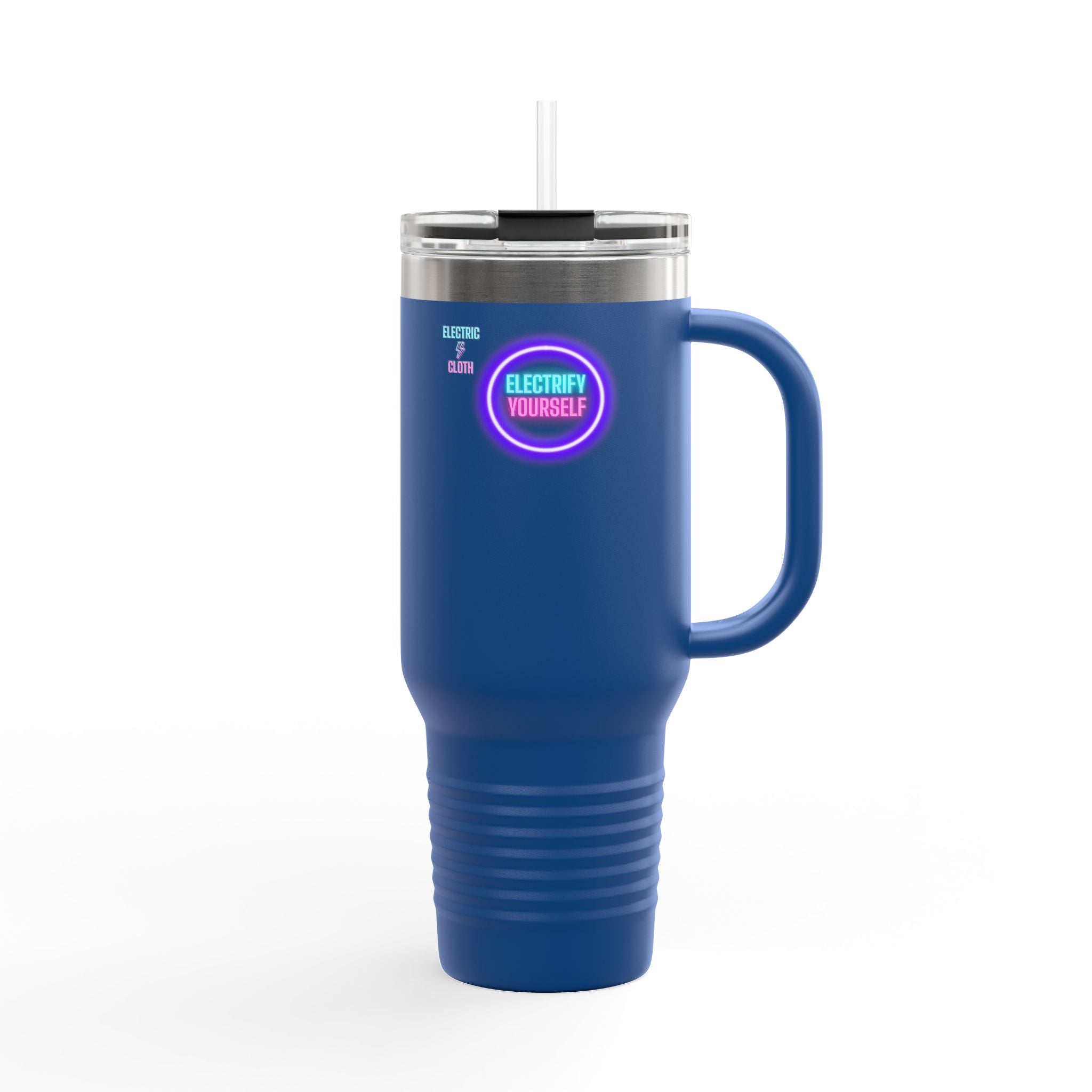 Electrify Yourself 40oz Insulated Travel Mug - Neon Electric Aesthetic