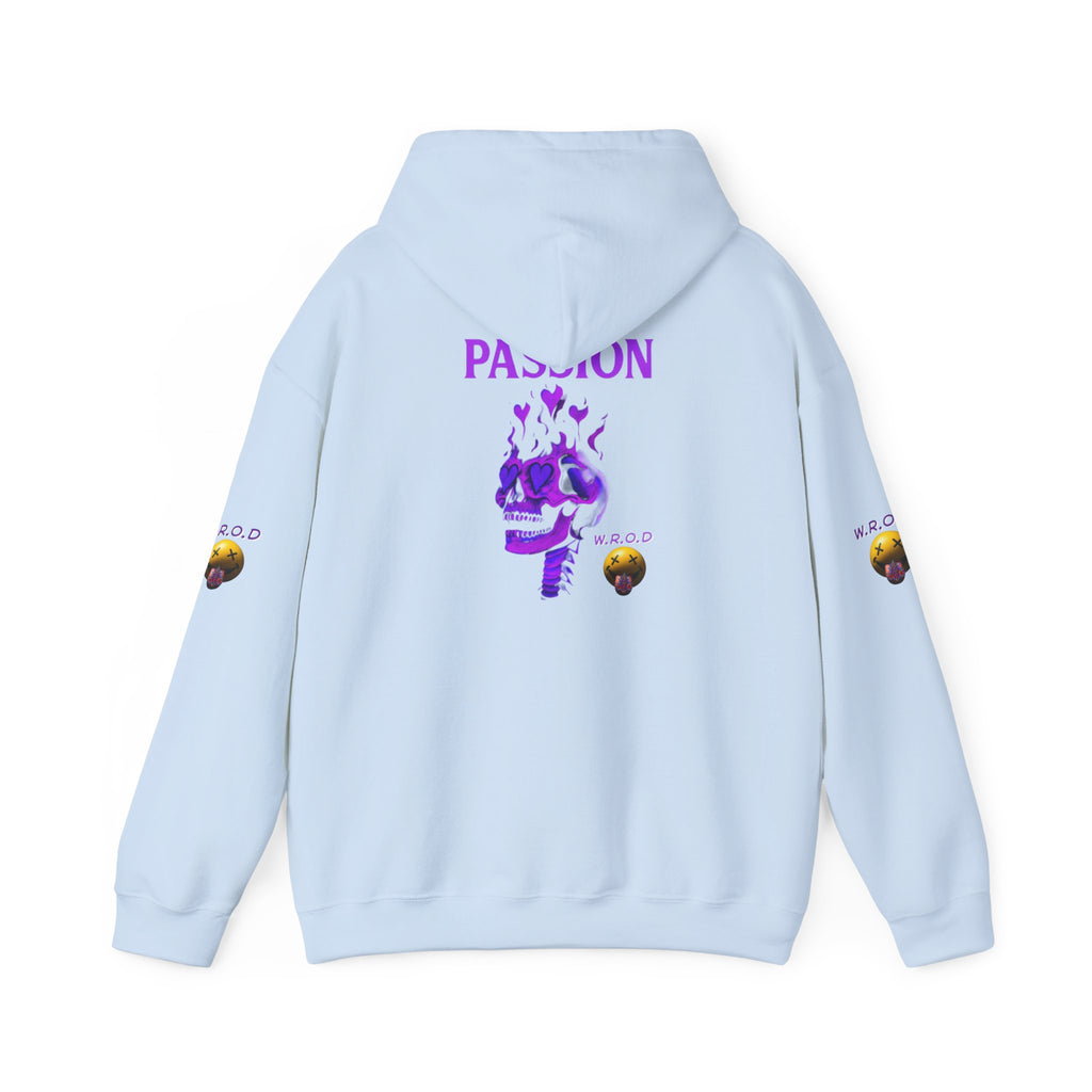 Skull Passion Hoodie — Purple Neon Crown & Heart Graphic Sweatshirt