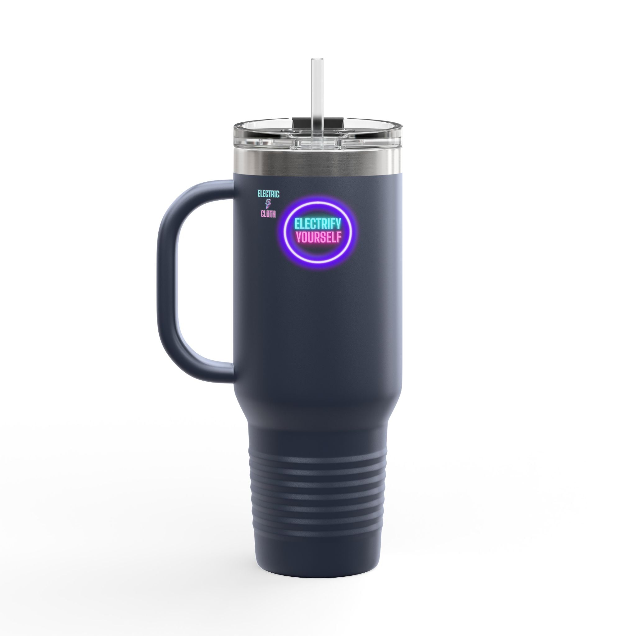 Electrify Yourself 40oz Insulated Travel Mug - Neon Electric Aesthetic