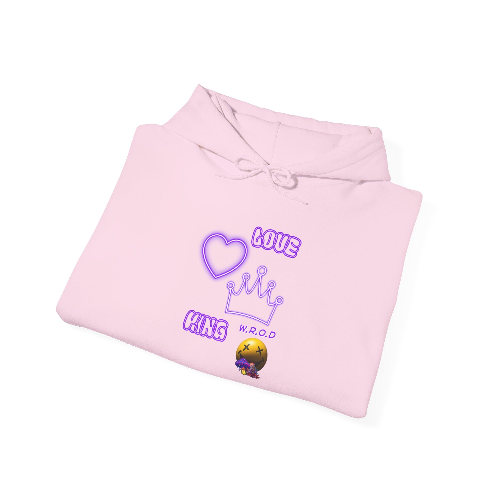 Skull Passion Hoodie — Purple Neon Crown & Heart Graphic Sweatshirt