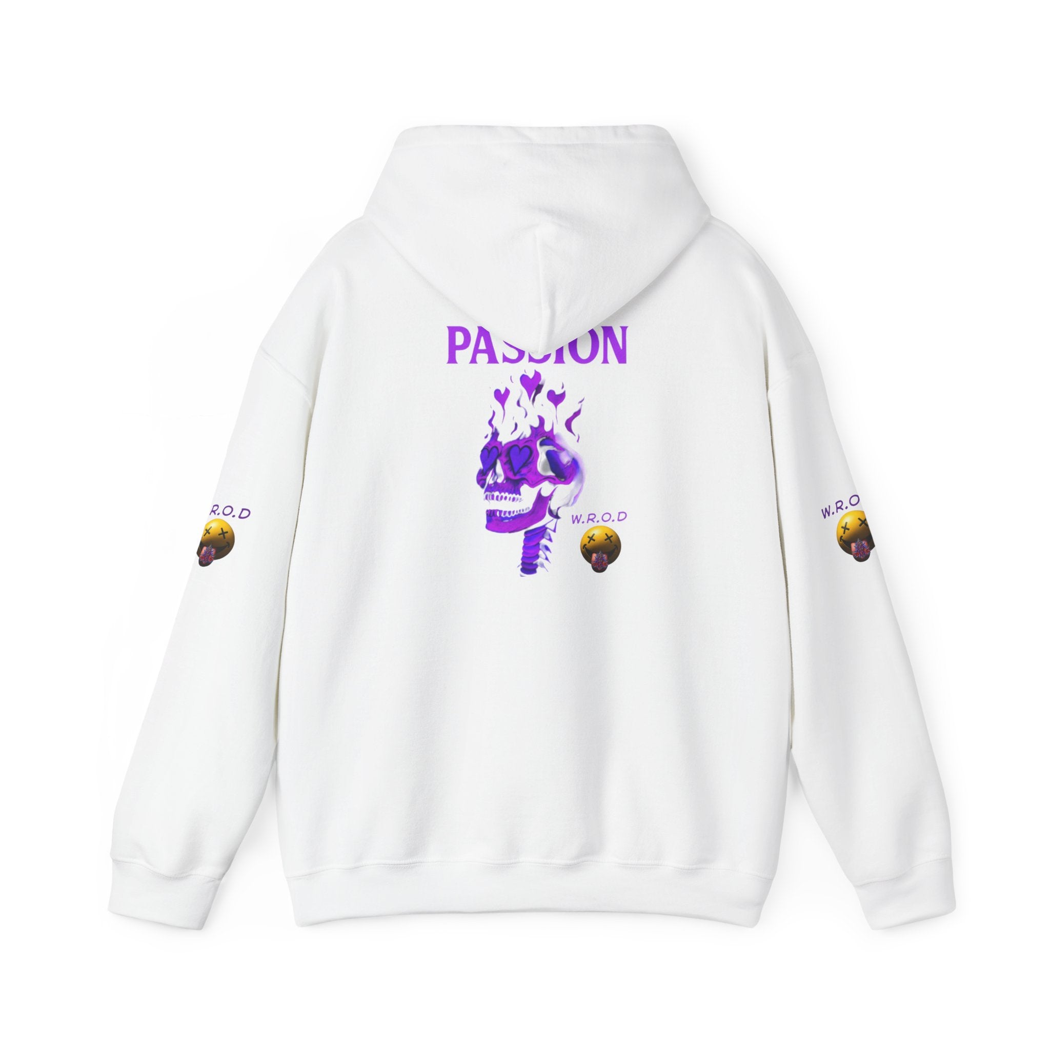 Skull Passion Hoodie — Purple Neon Crown & Heart Graphic Sweatshirt