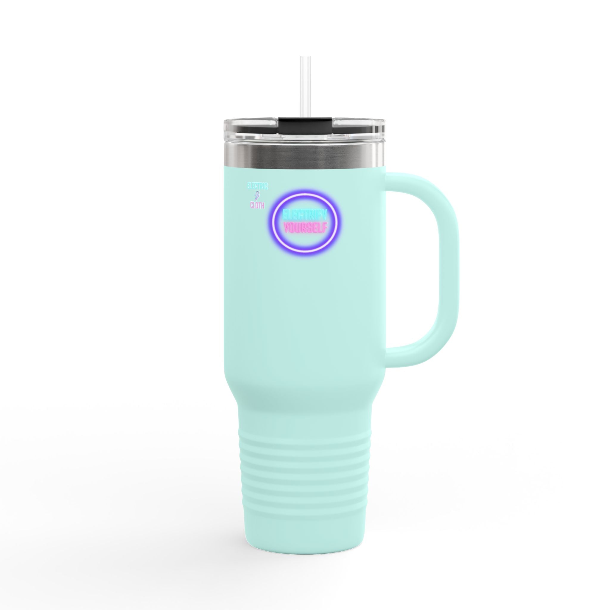 Electrify Yourself 40oz Insulated Travel Mug - Neon Electric Aesthetic