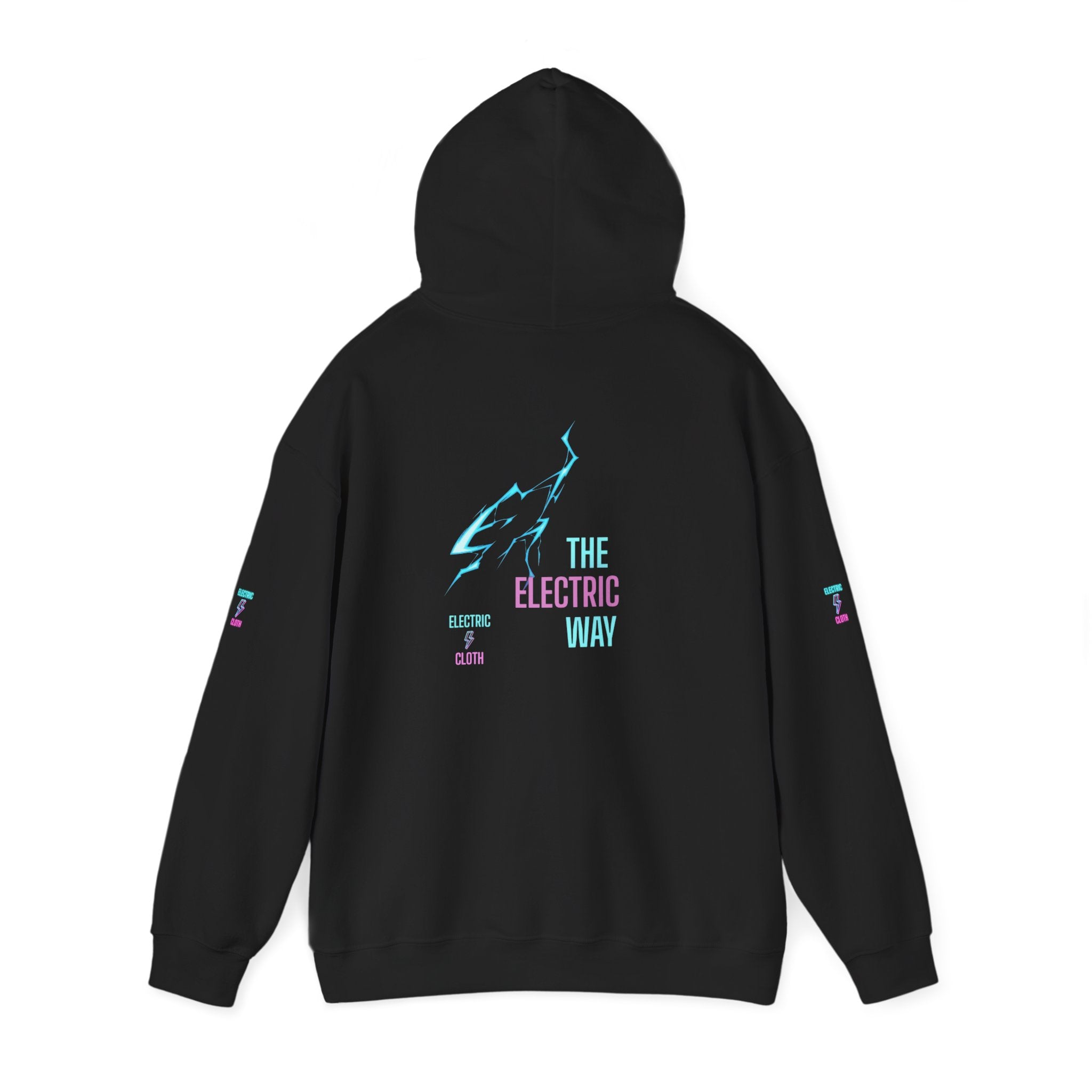 Hoodie — "The Electric Way" Neon Lightning Graphic Pullover